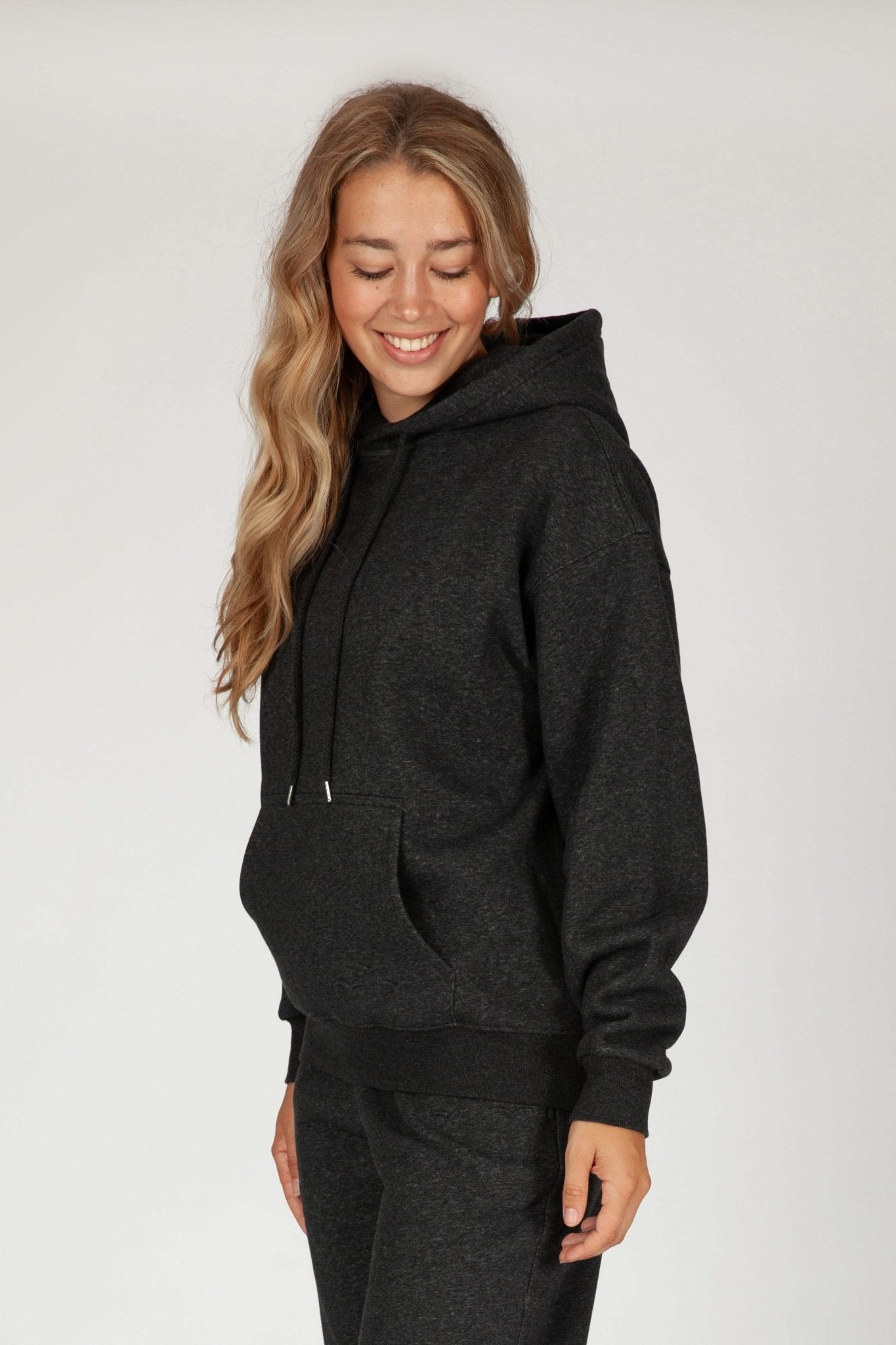 Fleece Oversized Hoodie in Dark Heather Grey - Lazypants