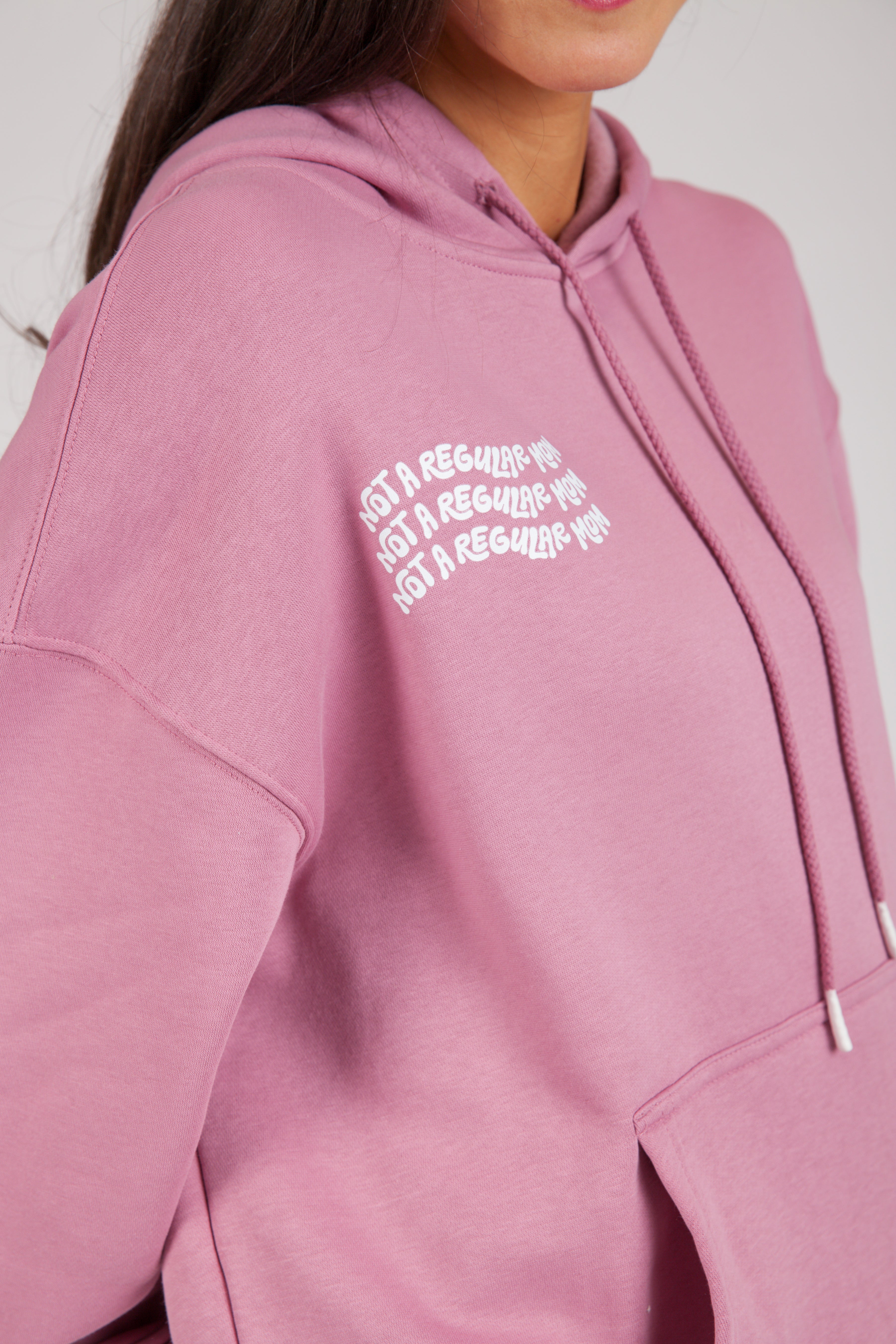 Not a reg mom relaxed fleece hoodie in orchid pink