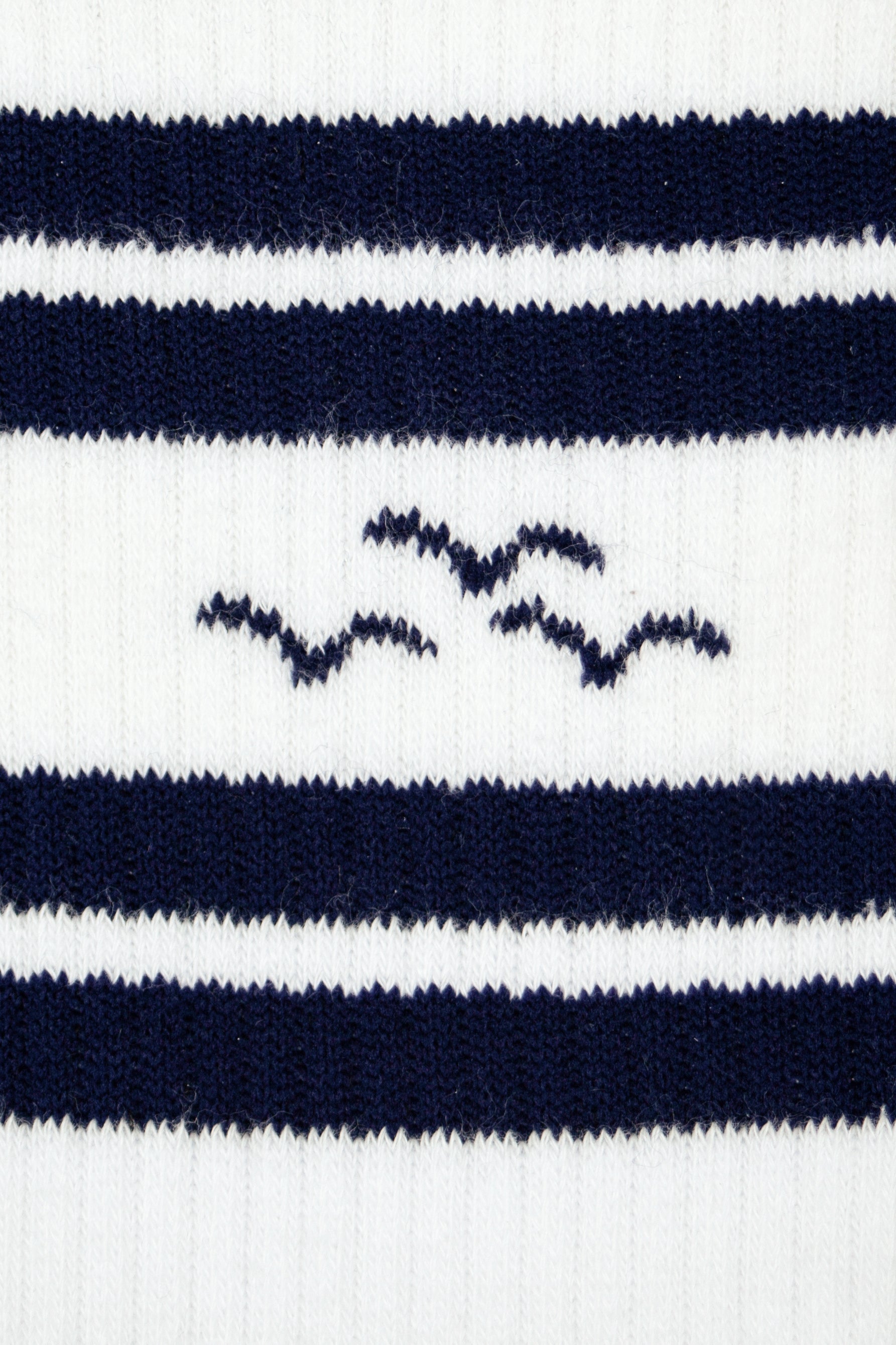 Lazy Rib Crew sock with jacquard stripes in navy