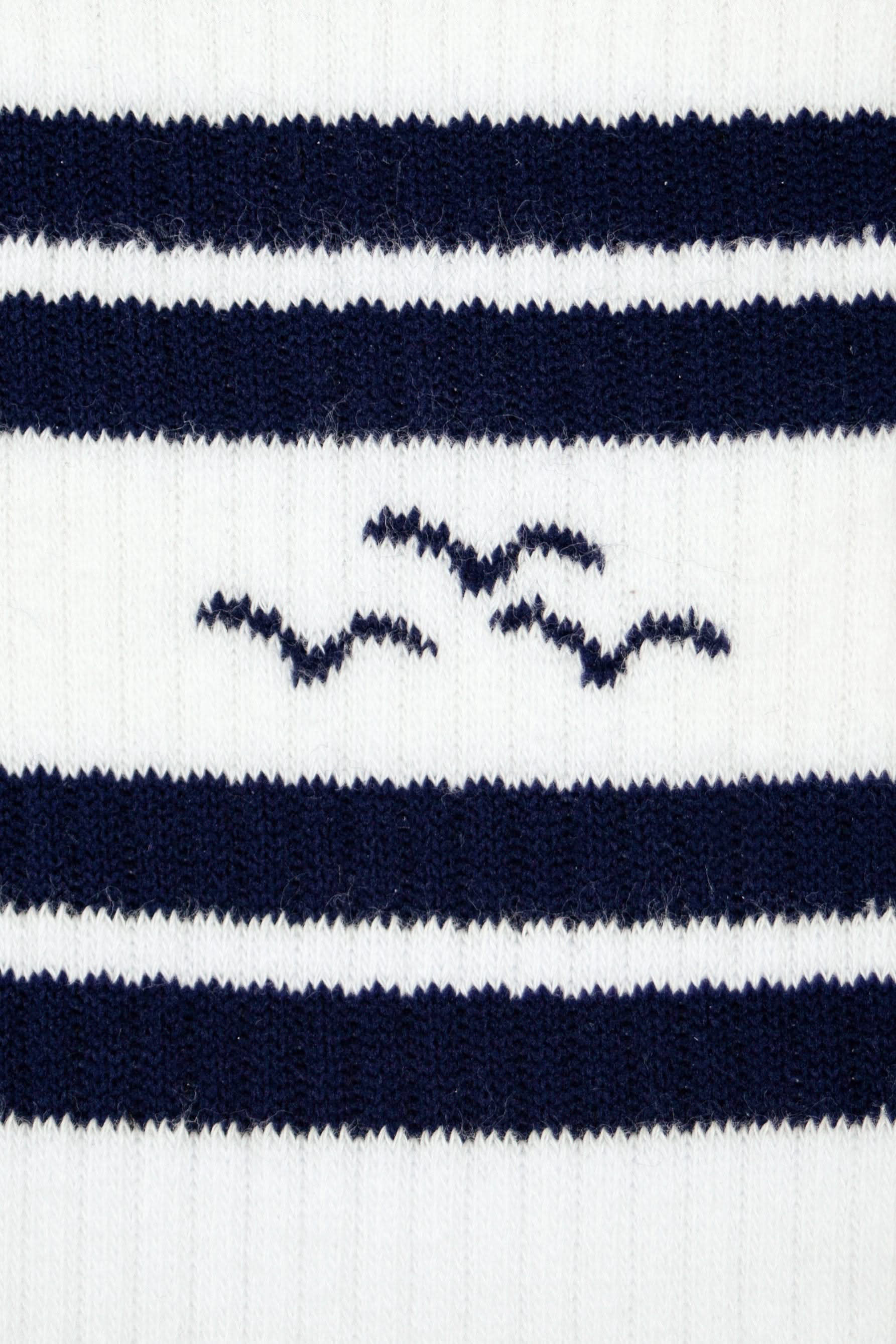 Lazy rib crew sock with jacquard stripes in navy
