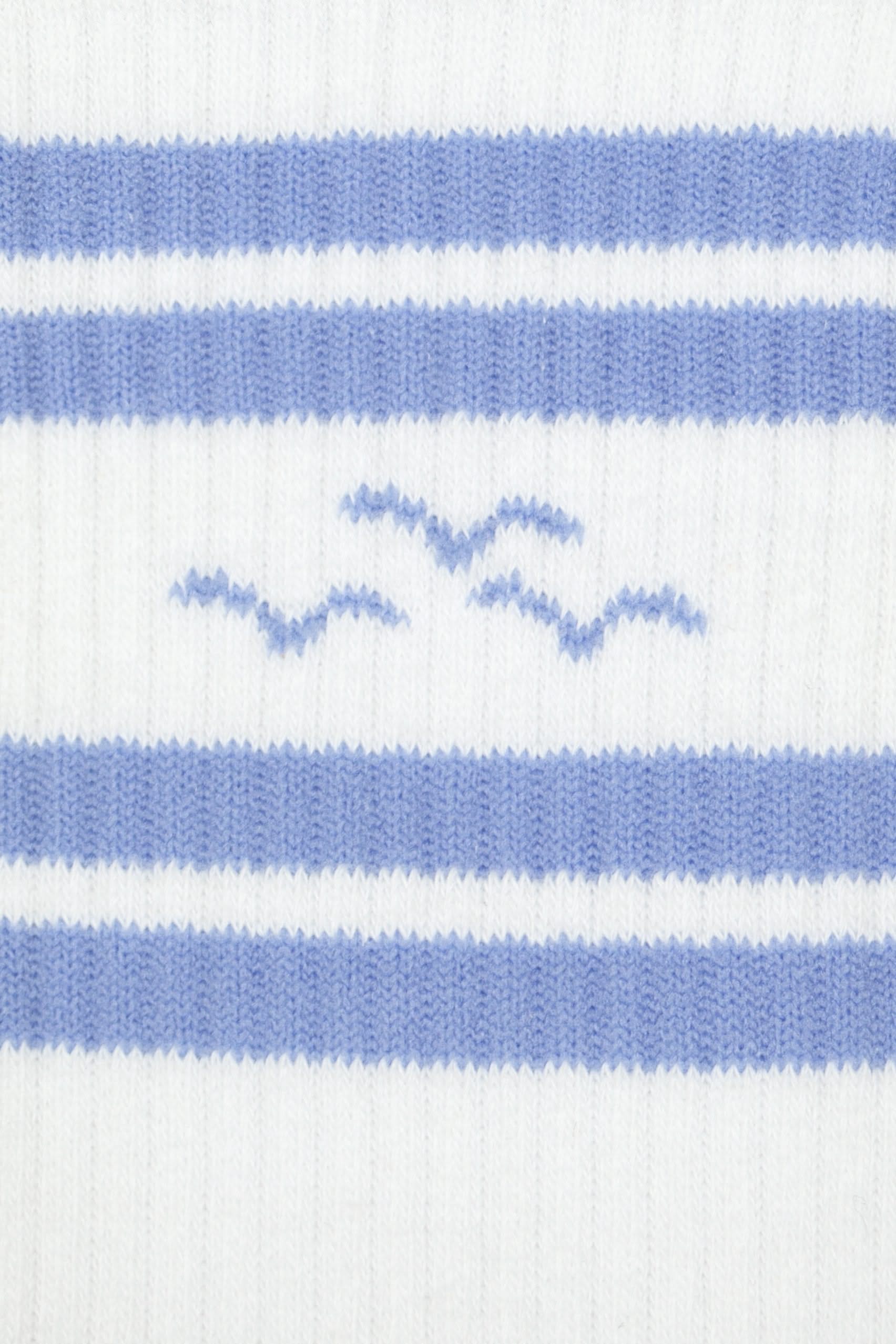 Lazy rib crew sock with jacquard sky blue stripes