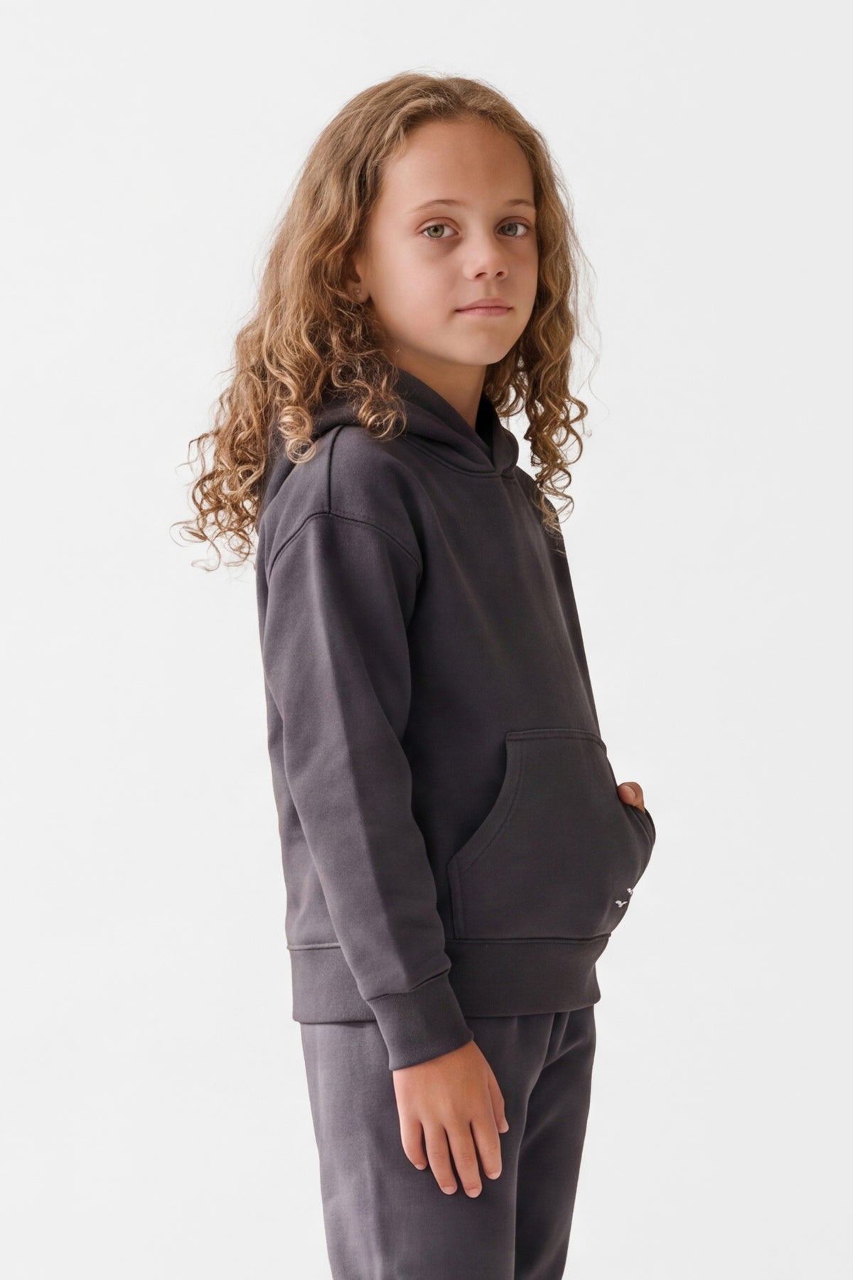 Kids Fleece Relaxed Hoodie in Navy Wash