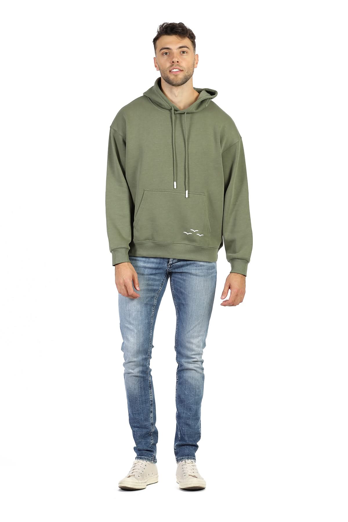 ***WHITE BIRDS*** Relaxed Fit Hoodie In olive