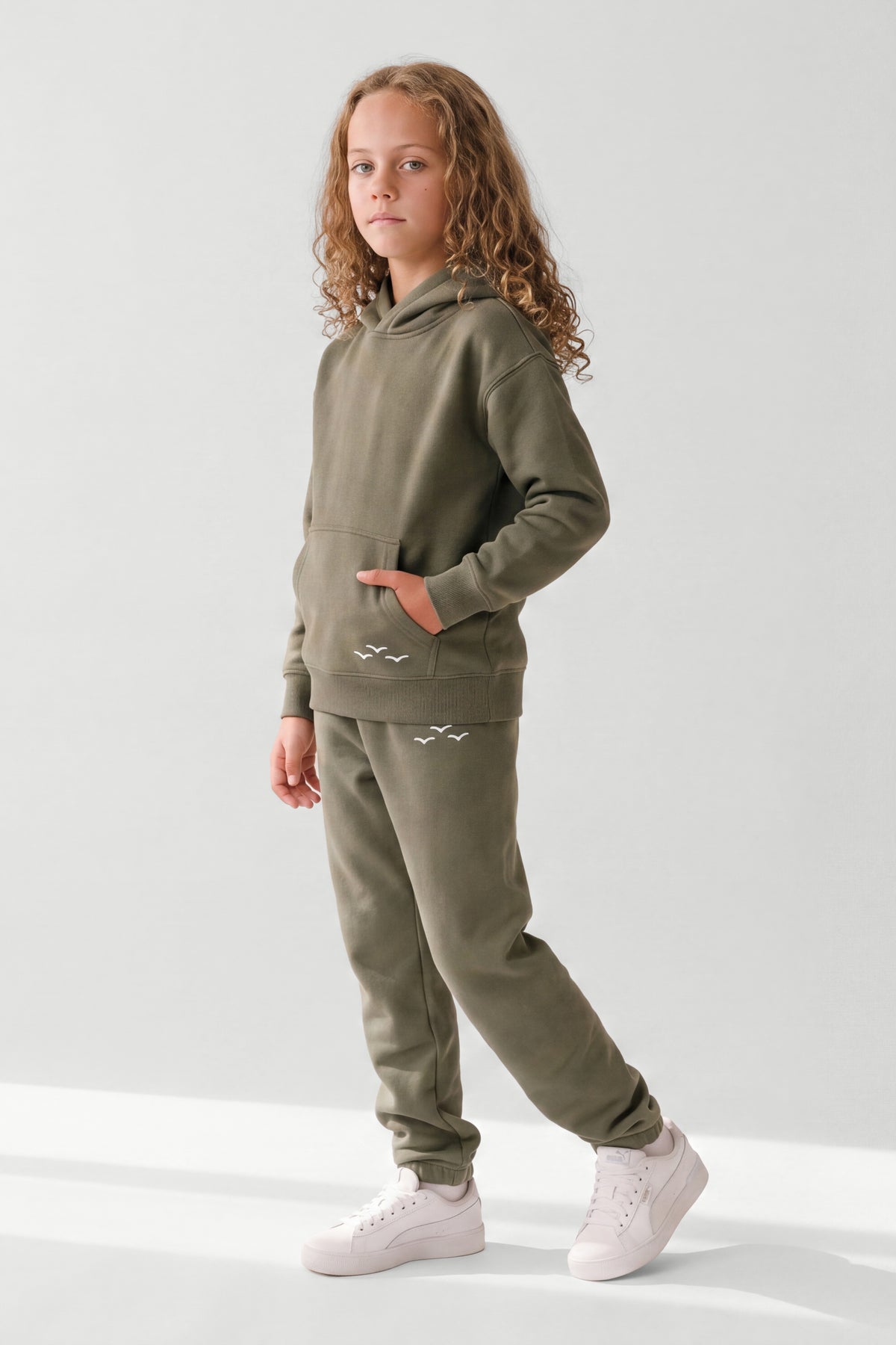 Kids Fleece Regular Fit Set in Olive
