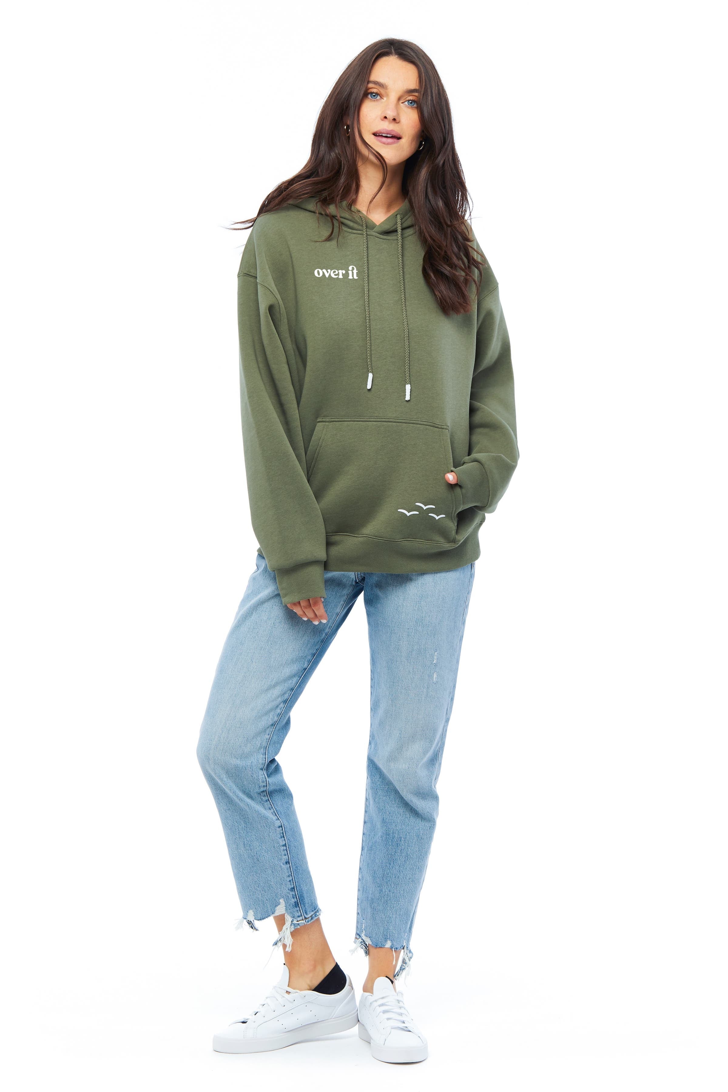 Cheeky relaxed hoodie in olive