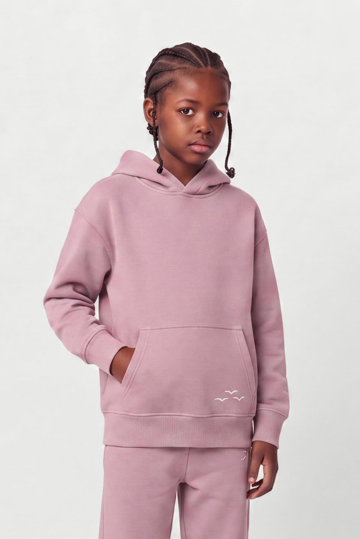 Kids Fleece Relaxed Hoodie in Rose