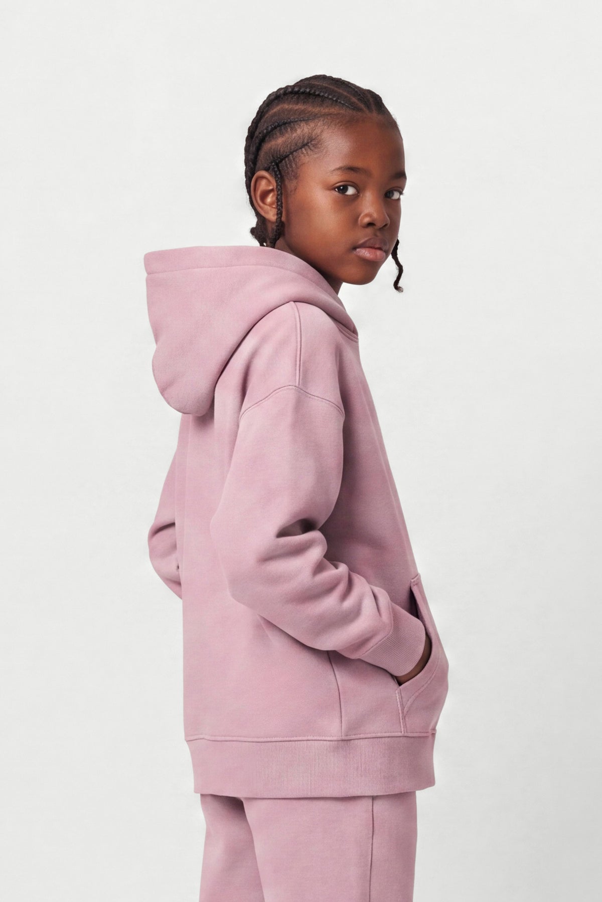Kids Fleece Relaxed Hoodie in Rose