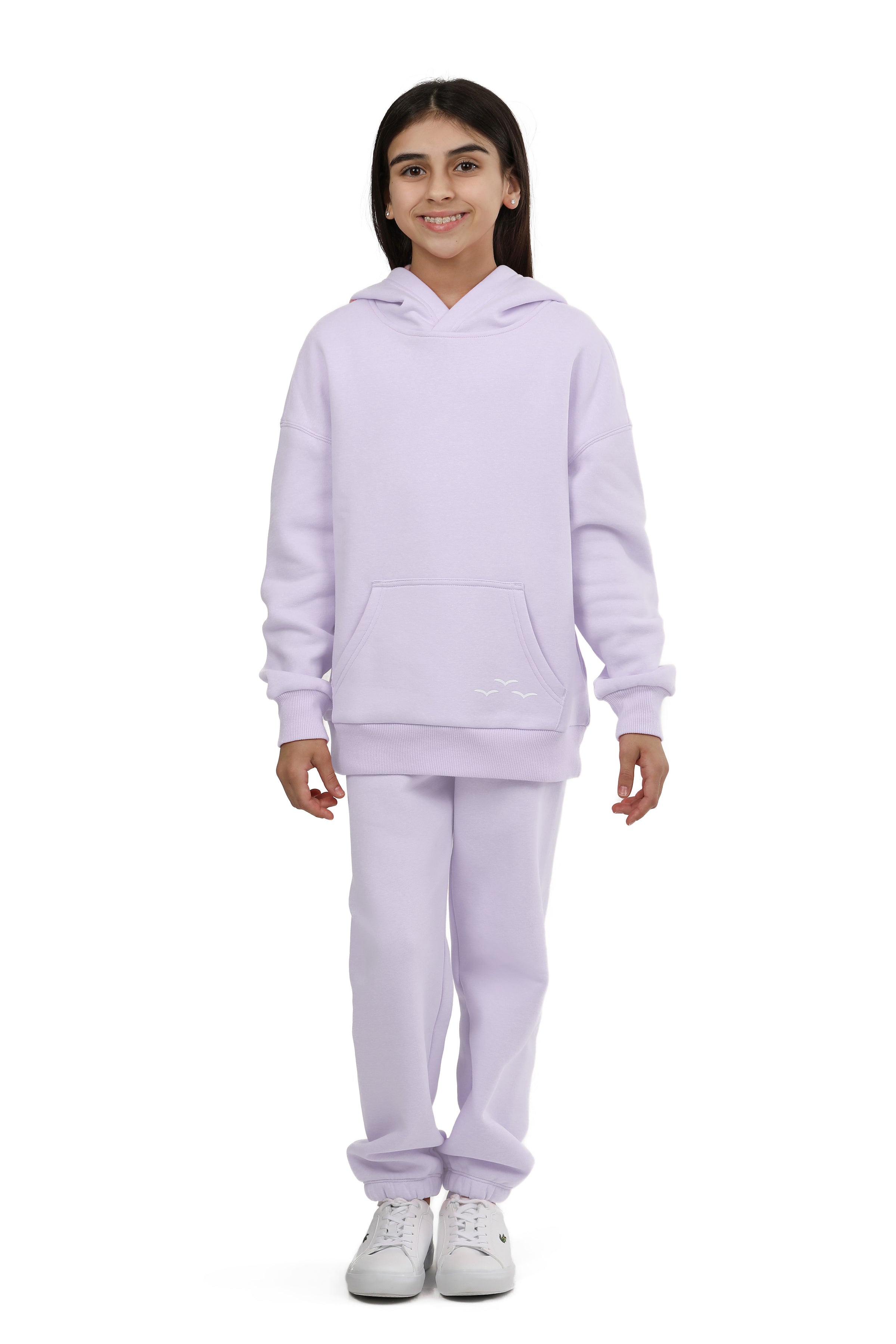 Kids Niki and Cooper fleece set in lavender