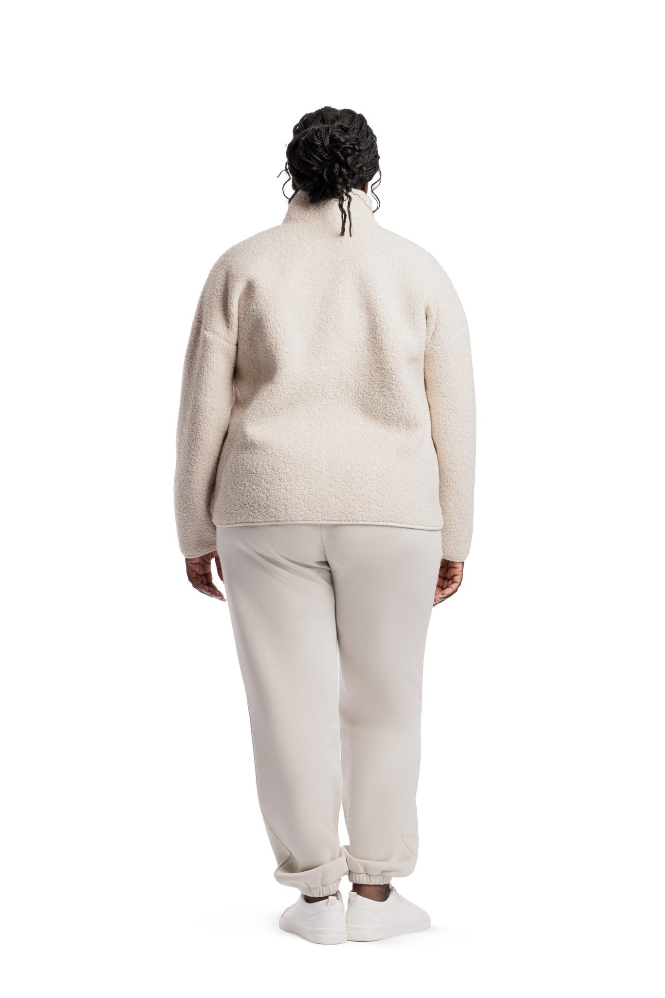 Sara Teddy sherpa zip up jacket in bone - Lazypants