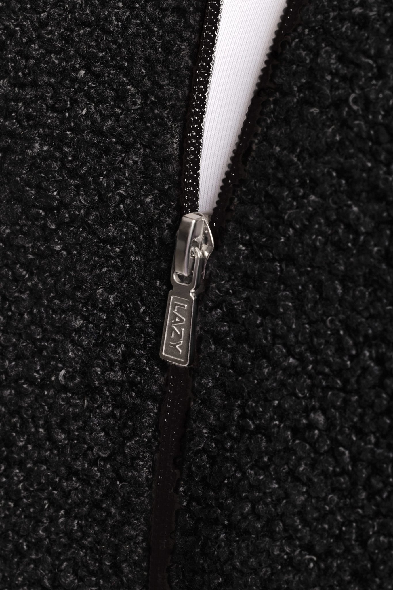 Sara Teddy sherpa zip up jacket in black - Lazypants