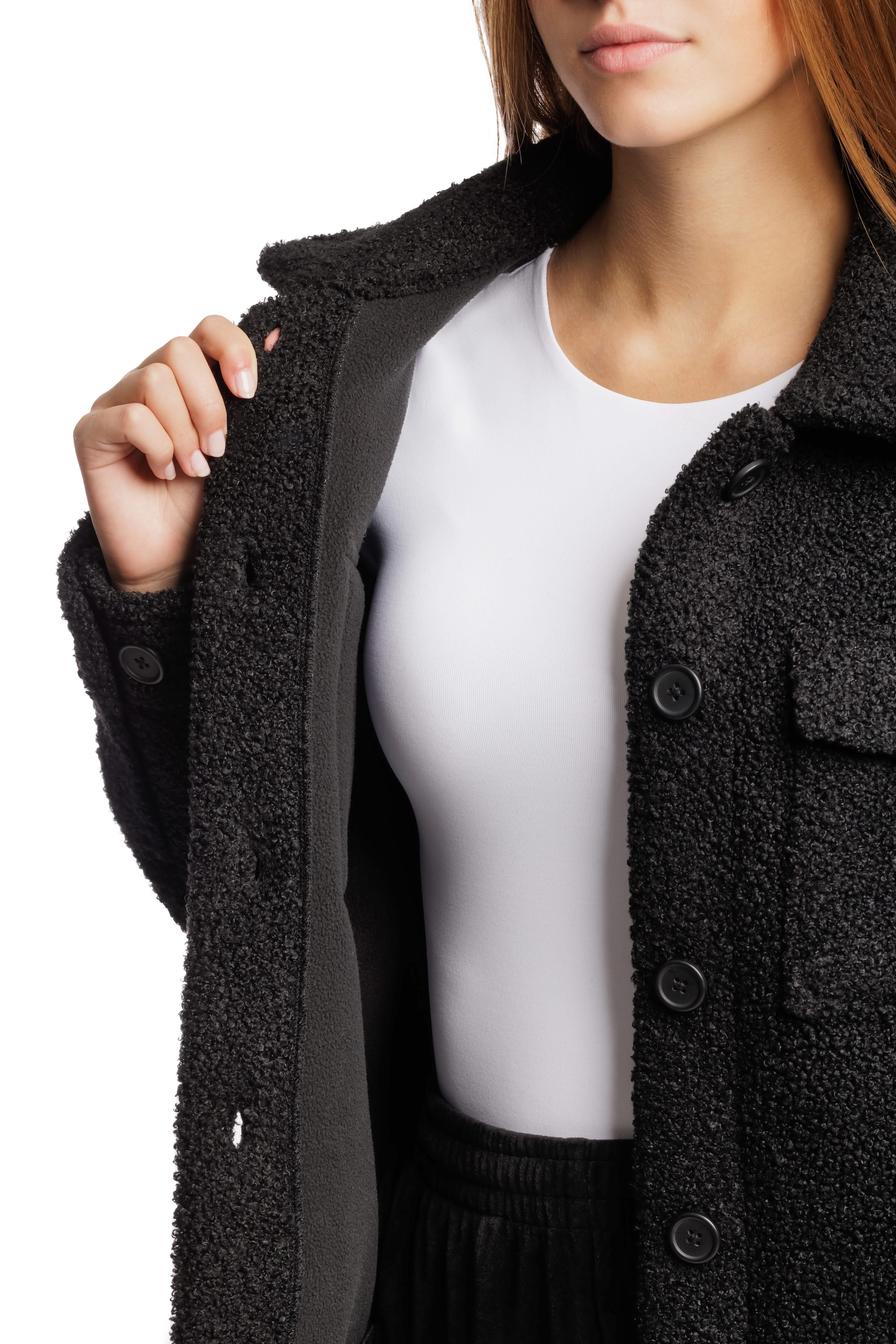Lazypants teddy sherpa shacket polar fleece interior