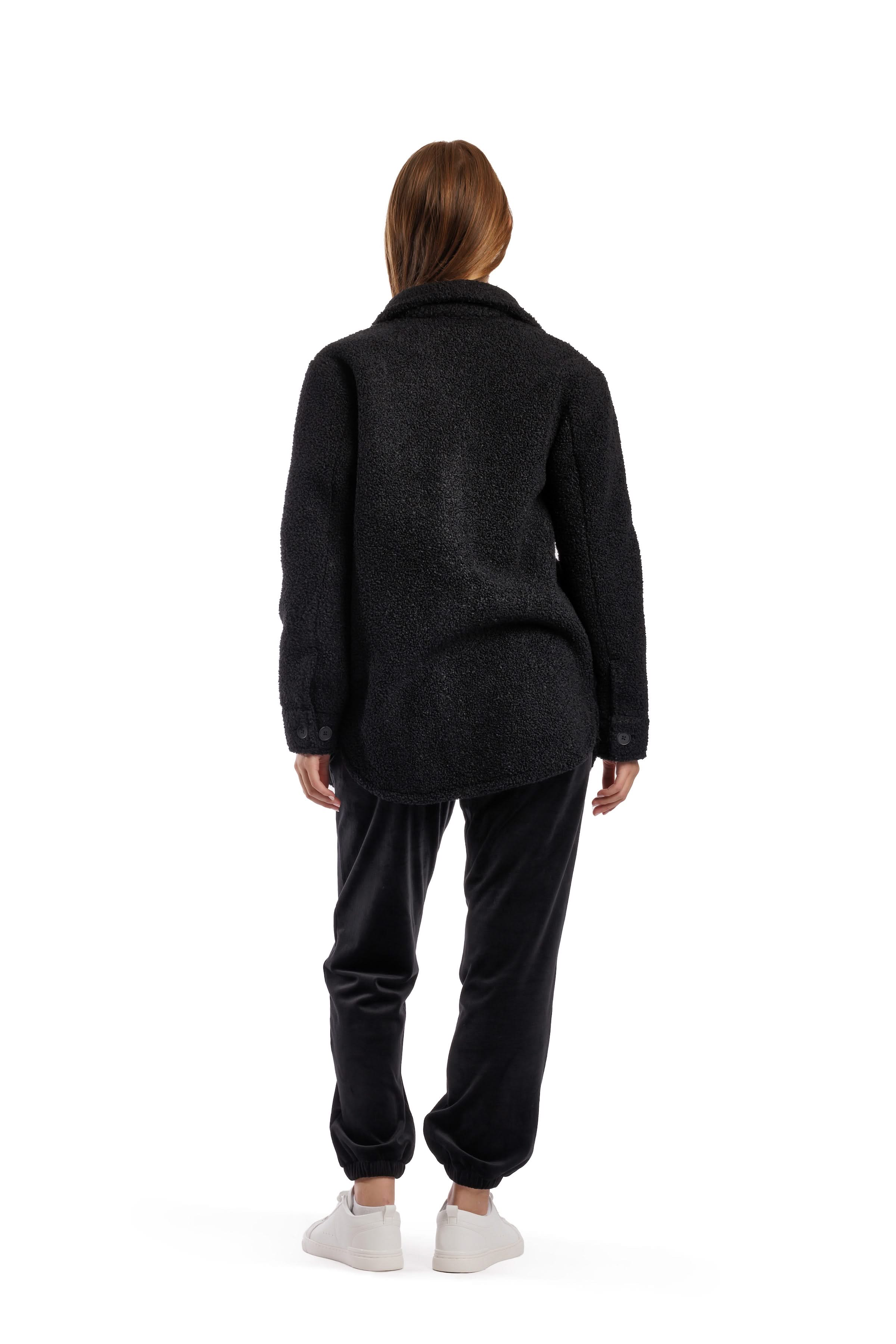 Lazypants teddy sherpa shacket rear view