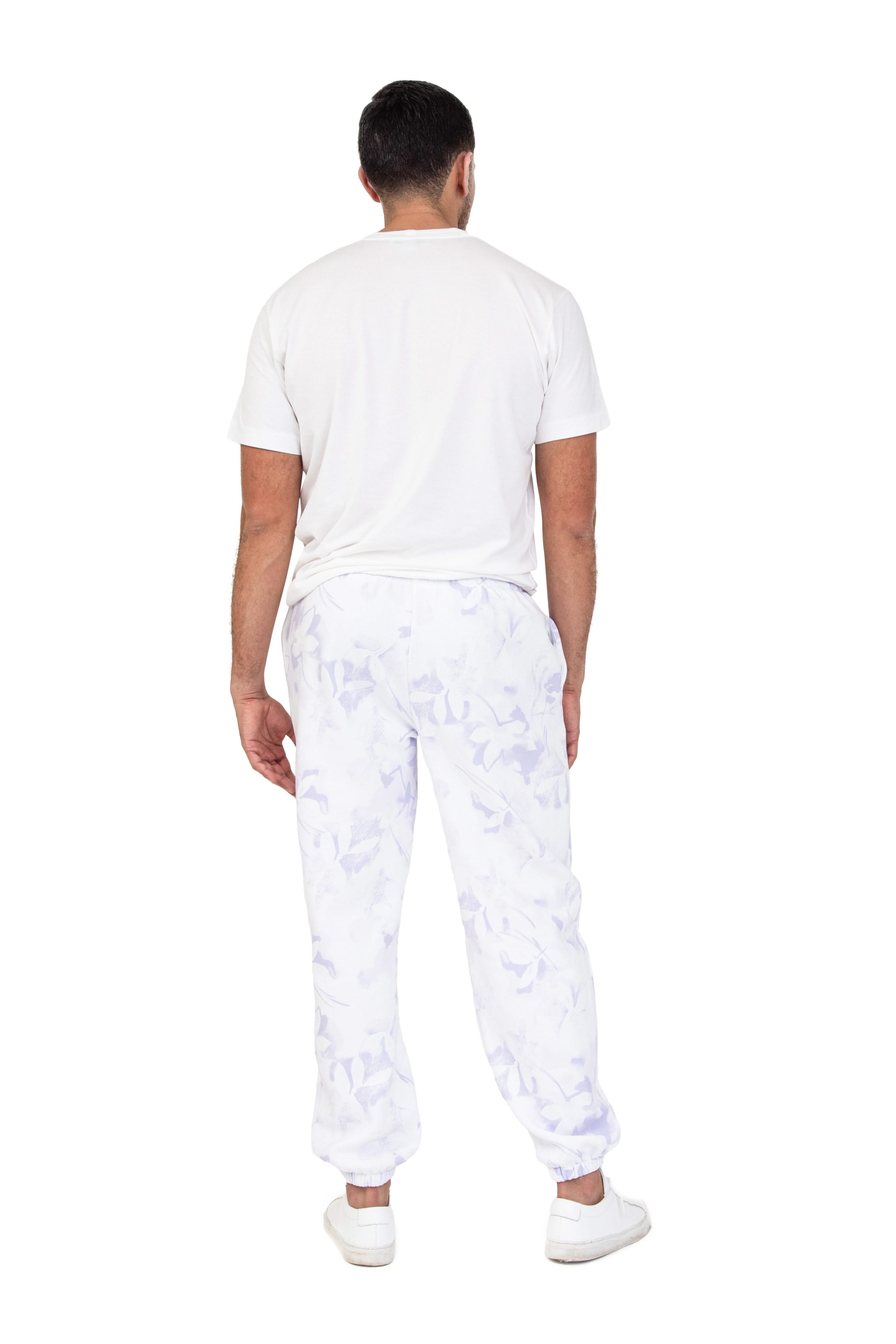 Men's premium fleece relaxed sweatpants in Lavender Floral Print