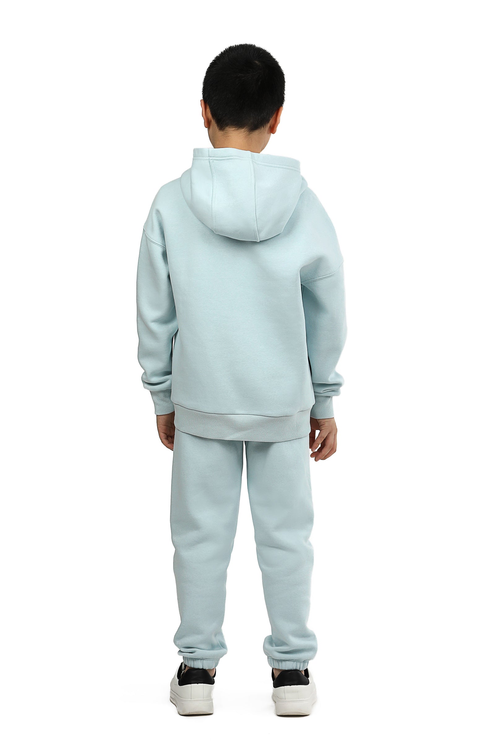 Kids Niki and Cooper fleece set in ice blue