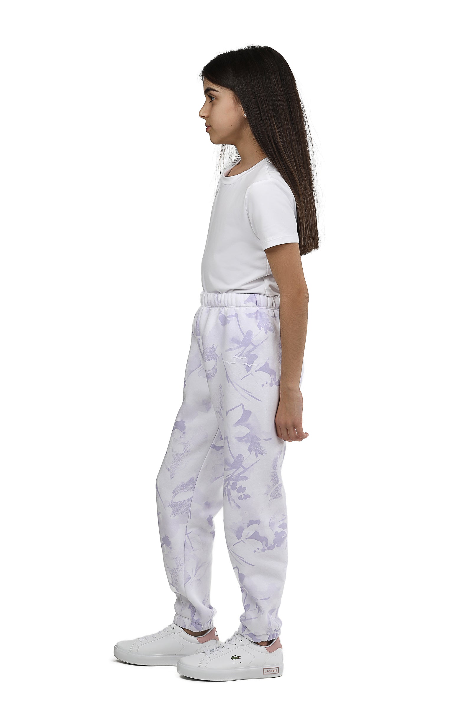 Niki kids fleece sweatpants in lavender floral print