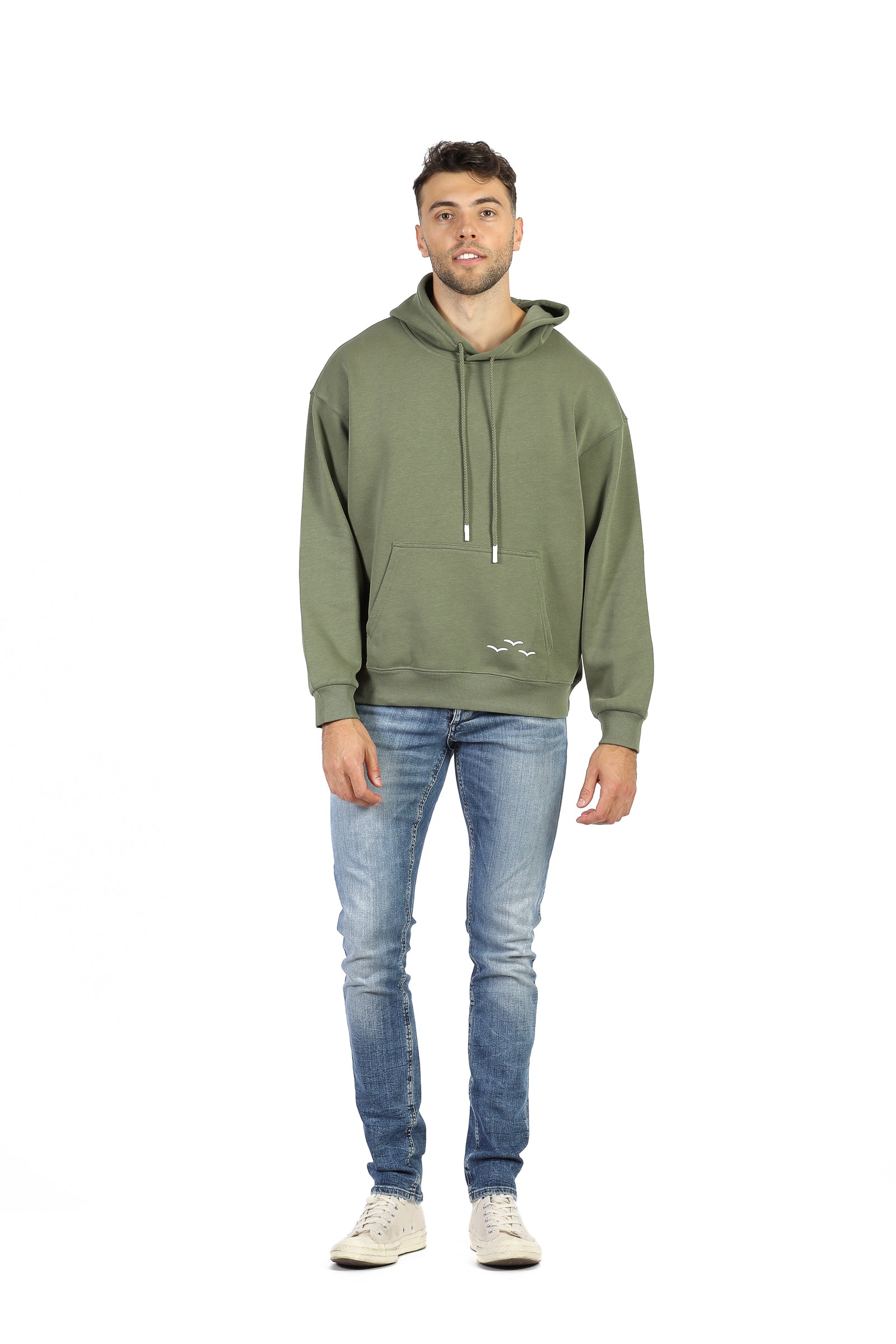 Men’s premium fleece relaxed hoodie in olive