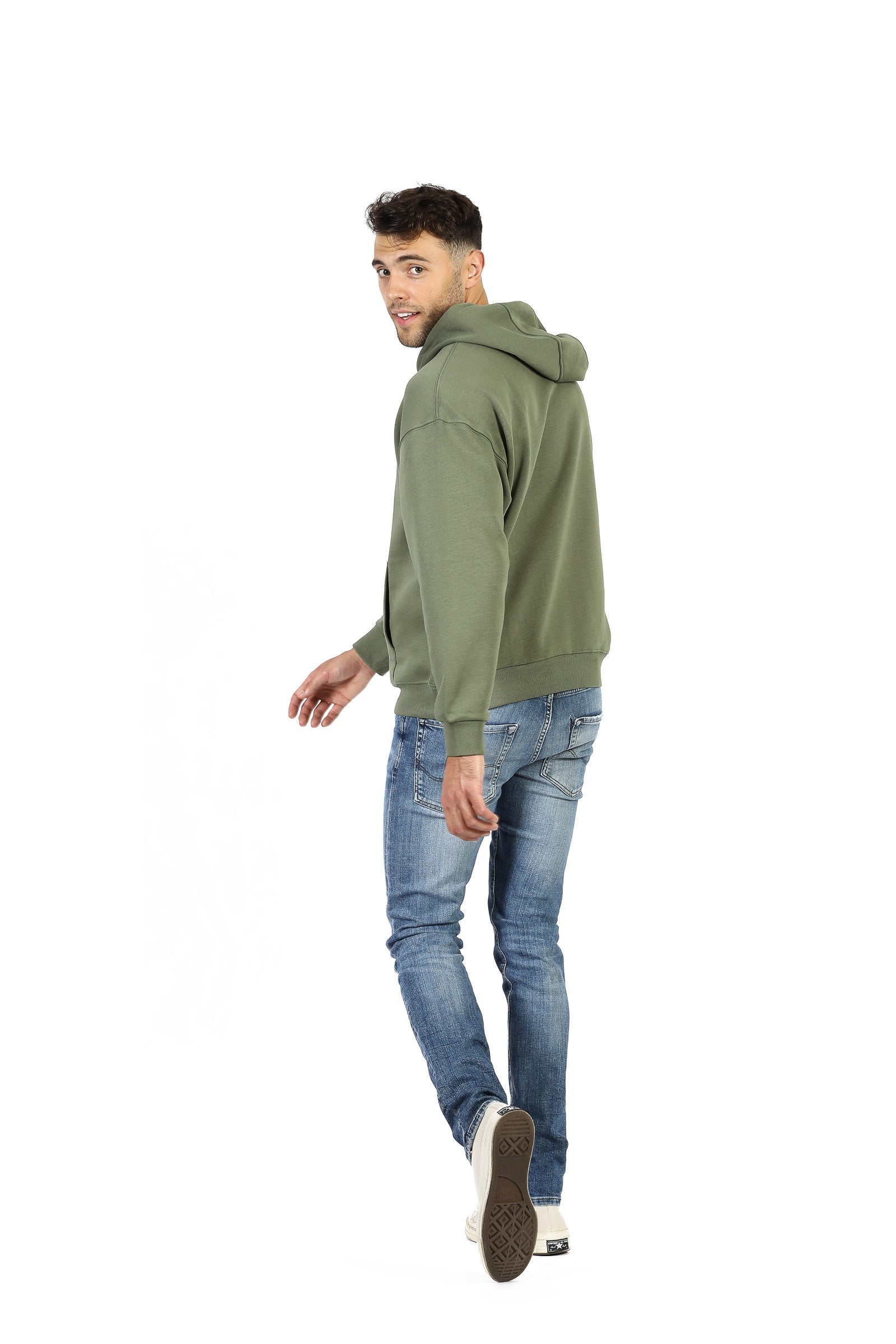 Sweat à capuche décontracté en molleton premium pour homme en olive