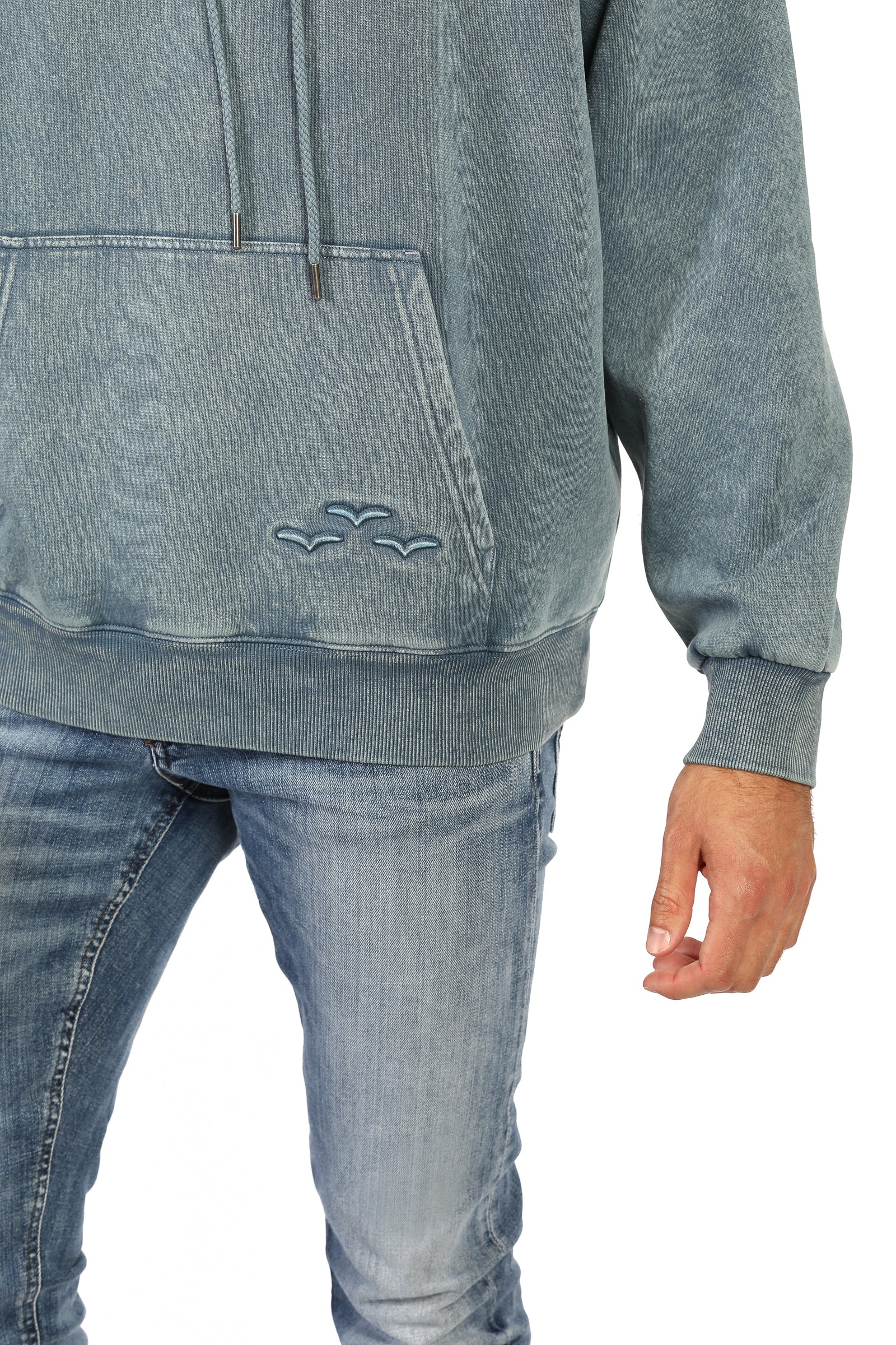 Sweat à capuche décontracté Premium Fleece pour homme en bleu vintage