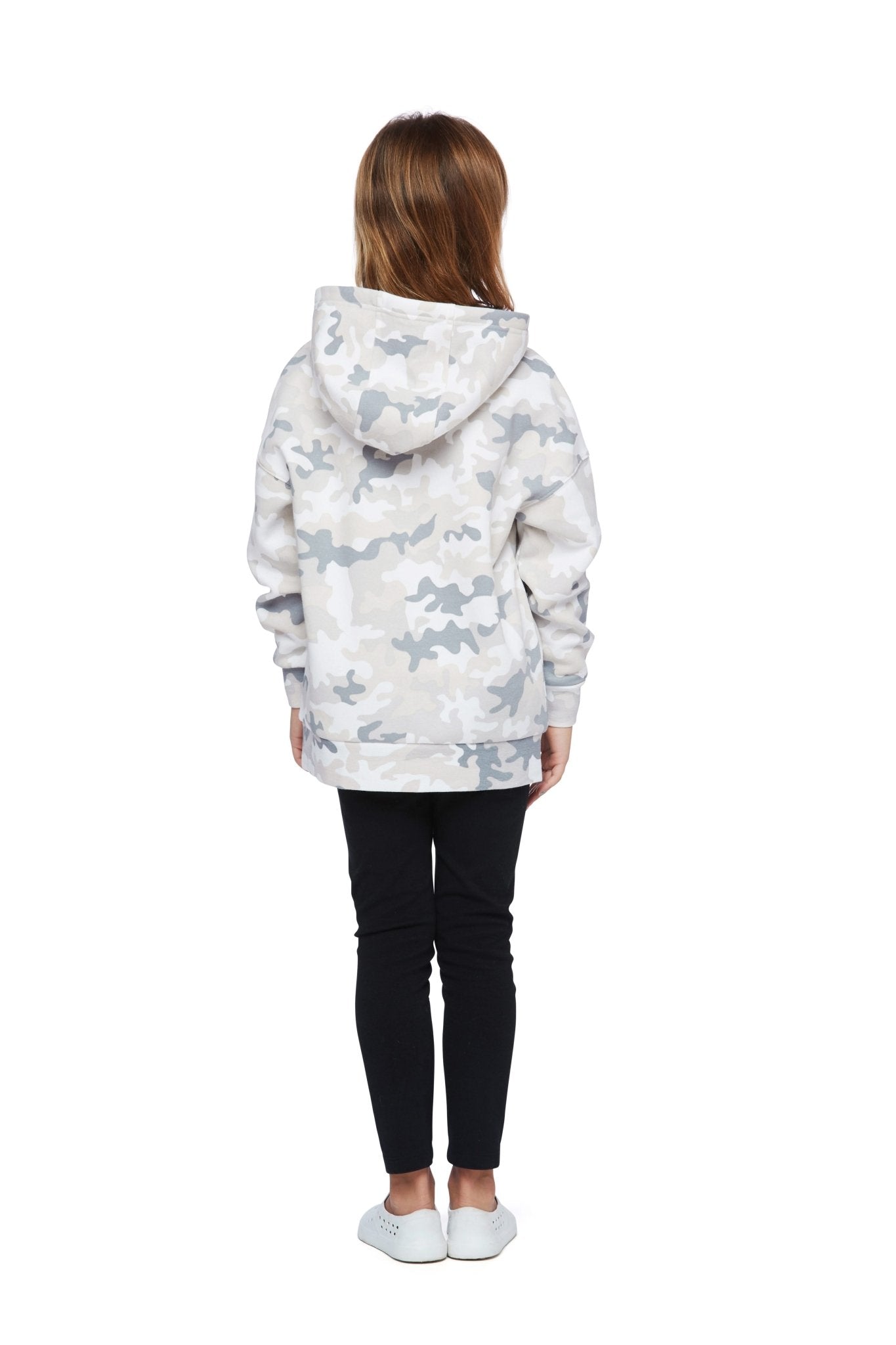 Kids Fleece Relaxed Hoodie in white camo - Lazypants