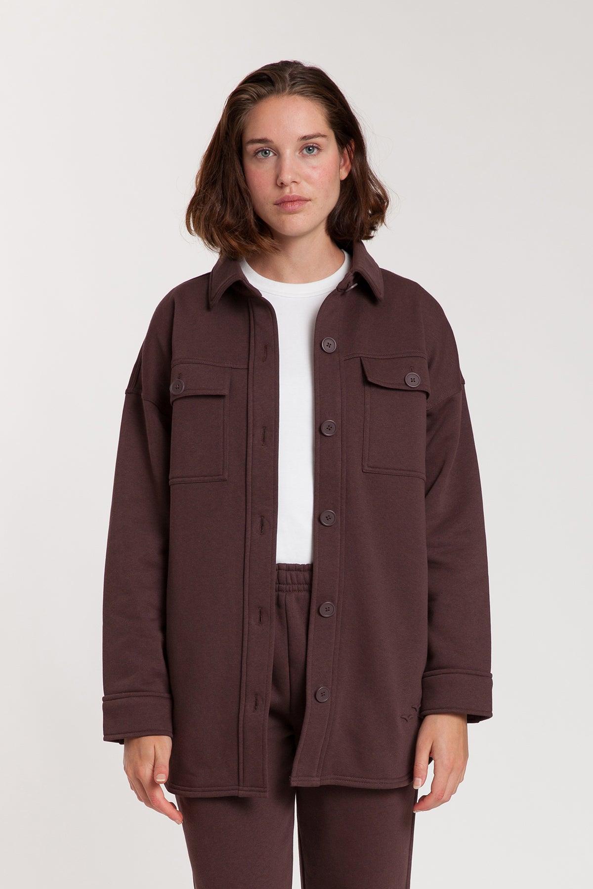 Amber Fleece Shacket in Espresso