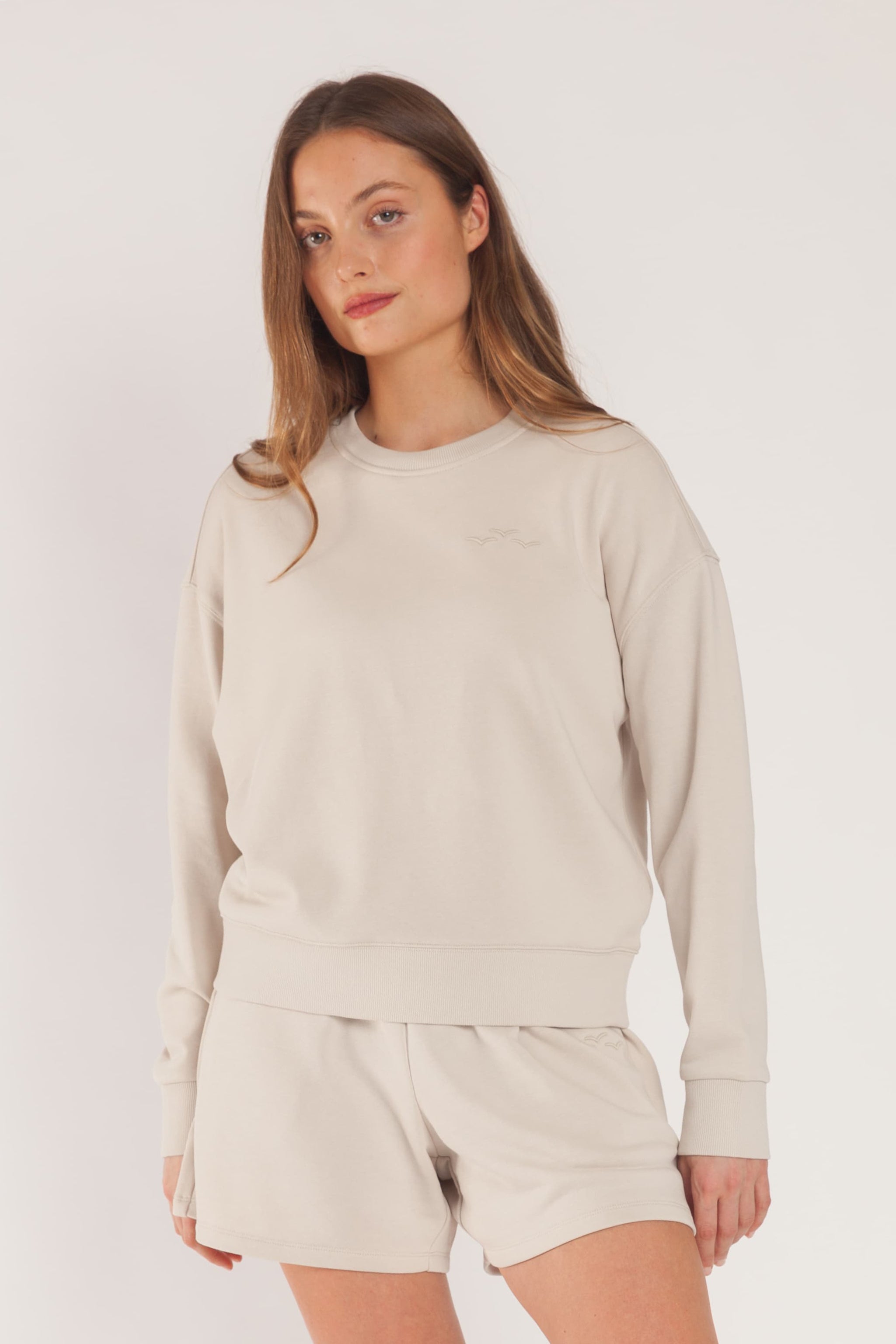 Kiara Crewneck French Terry Sweatshirt in Bone