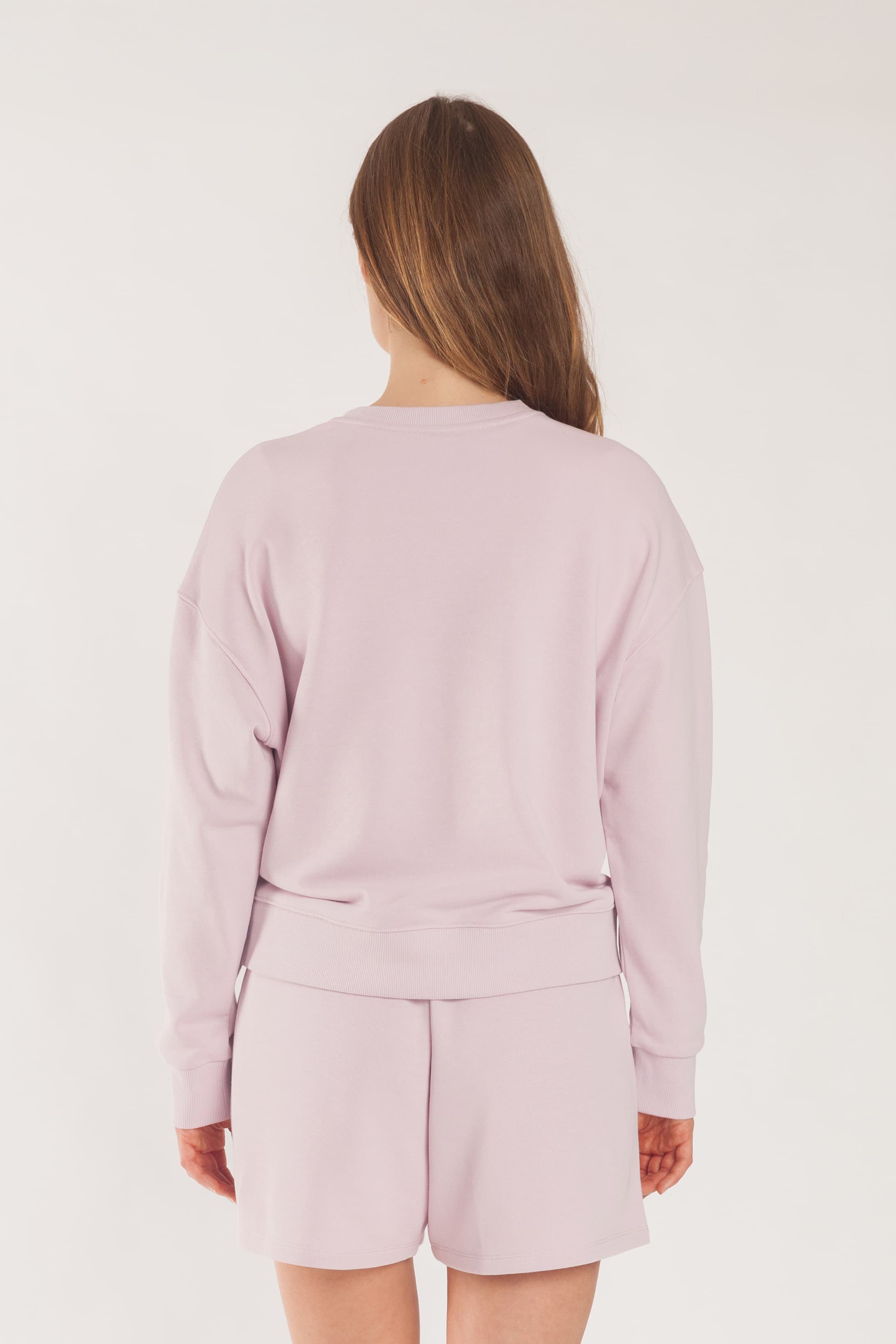 Kiara crewneck French terry sweatshirt in lilac pink