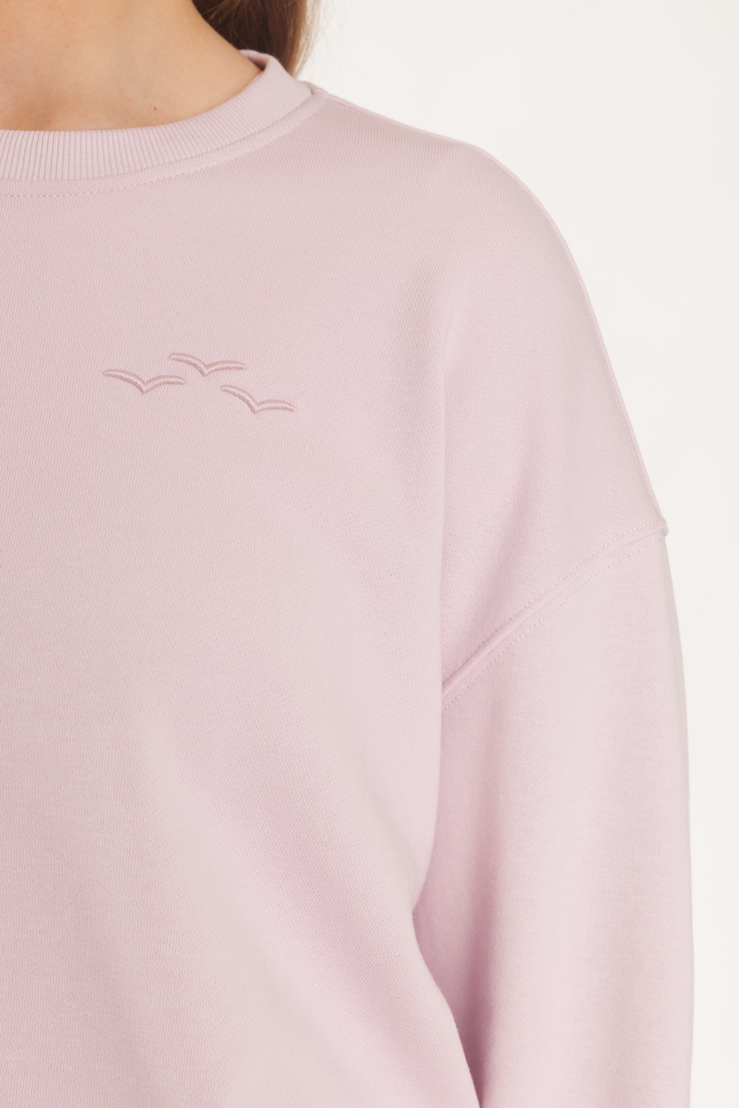 Kiara crewneck French terry sweatshirt in lilac pink