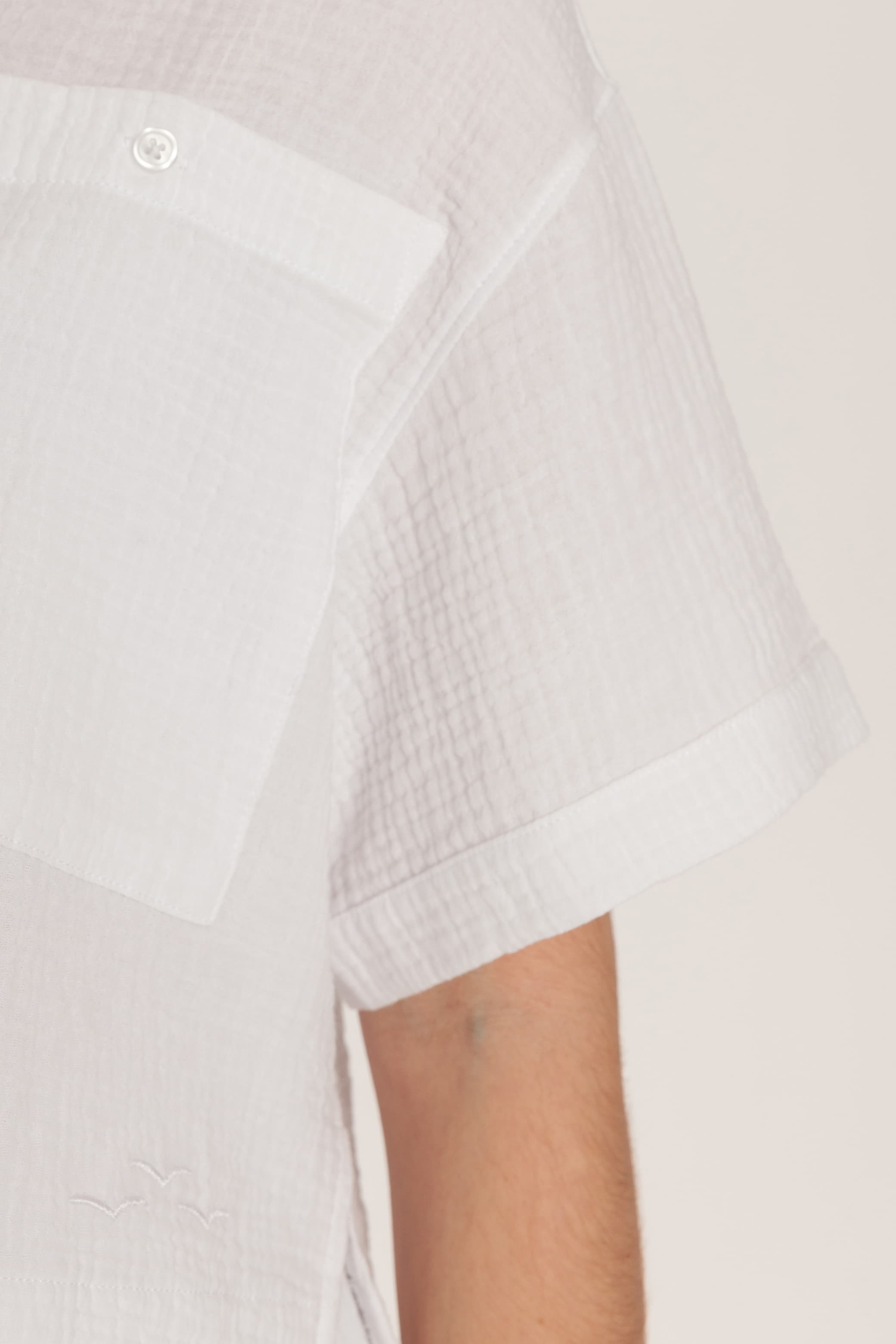 Tori cotton gauze cropped shirt in white