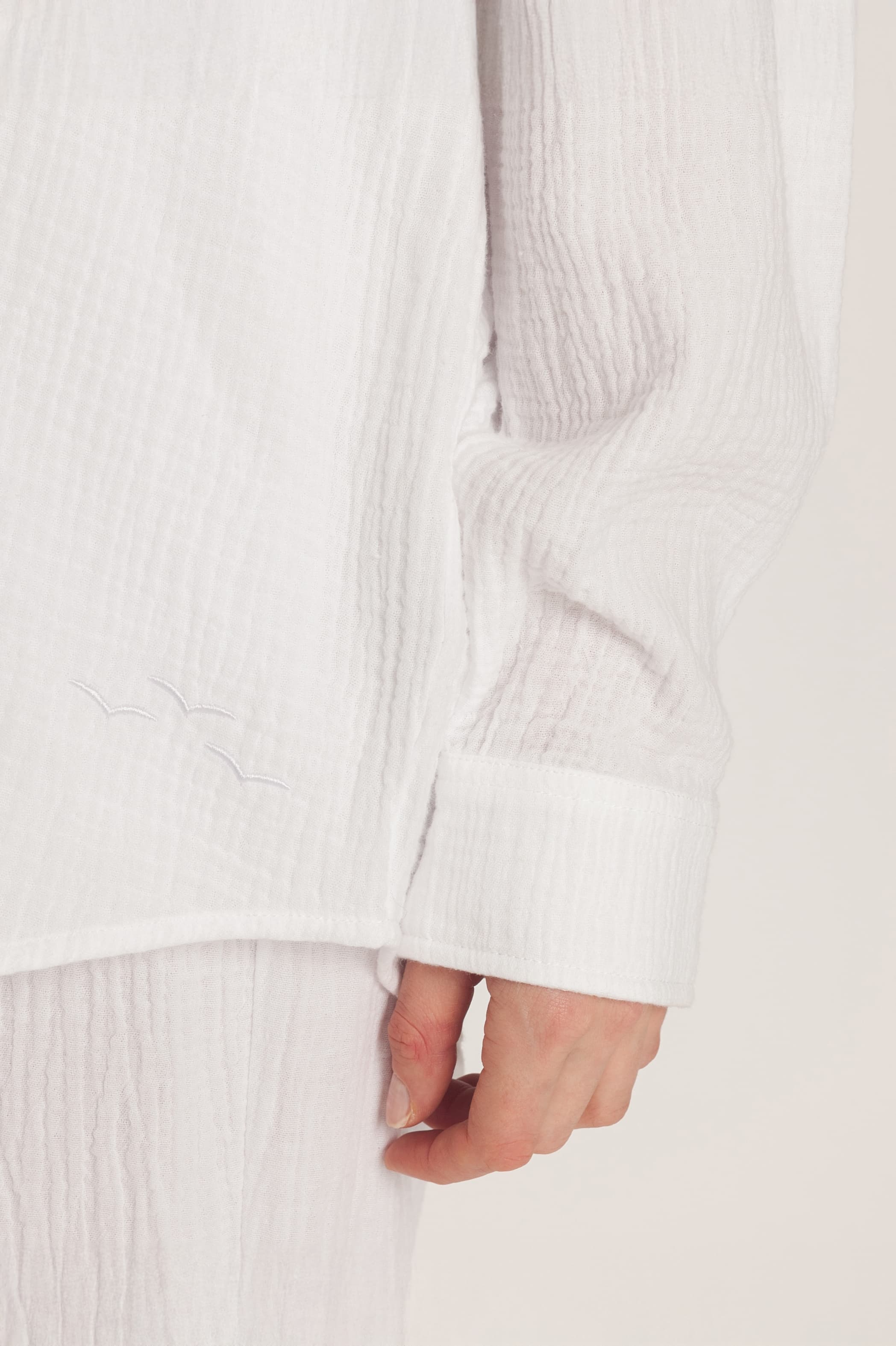 Clarisse cotton gauze button up shirt in white