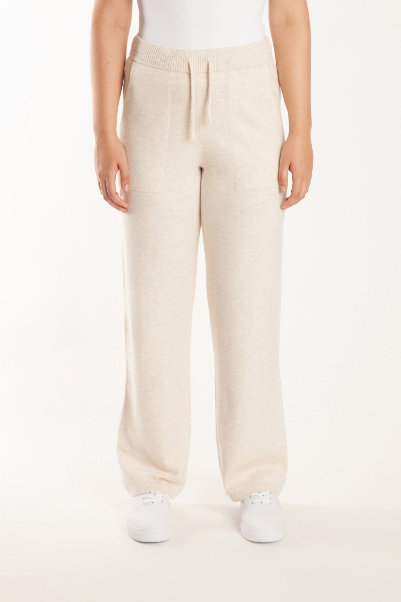 Sweater Knit Straight-Leg Pants in Heather Beige - Lazypants