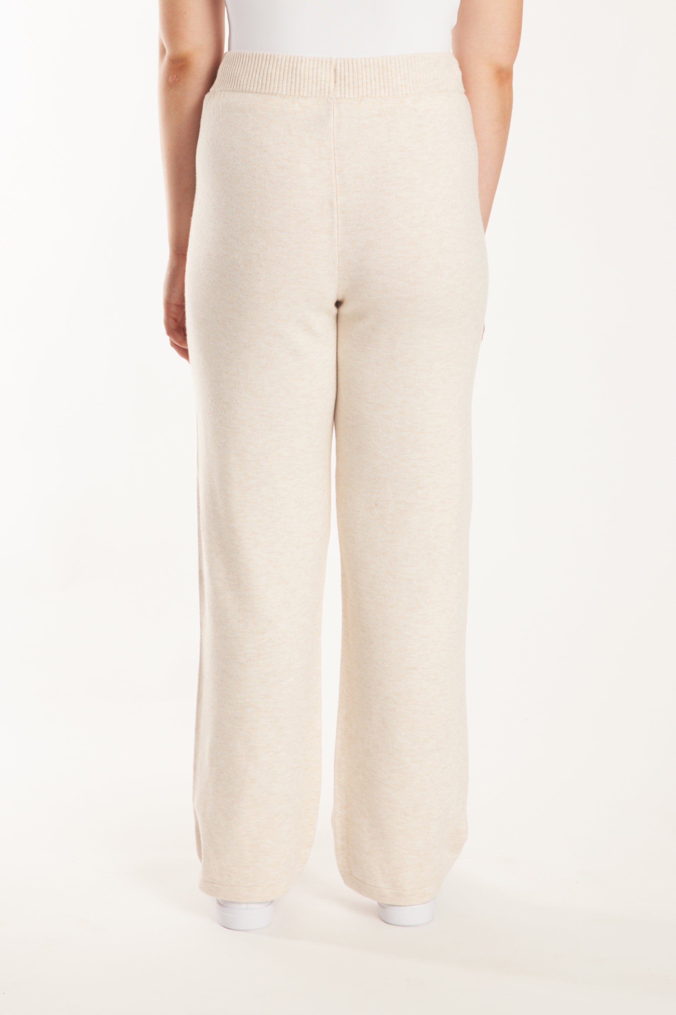 Sweater Knit Straight-Leg Pants in Heather Beige - Lazypants