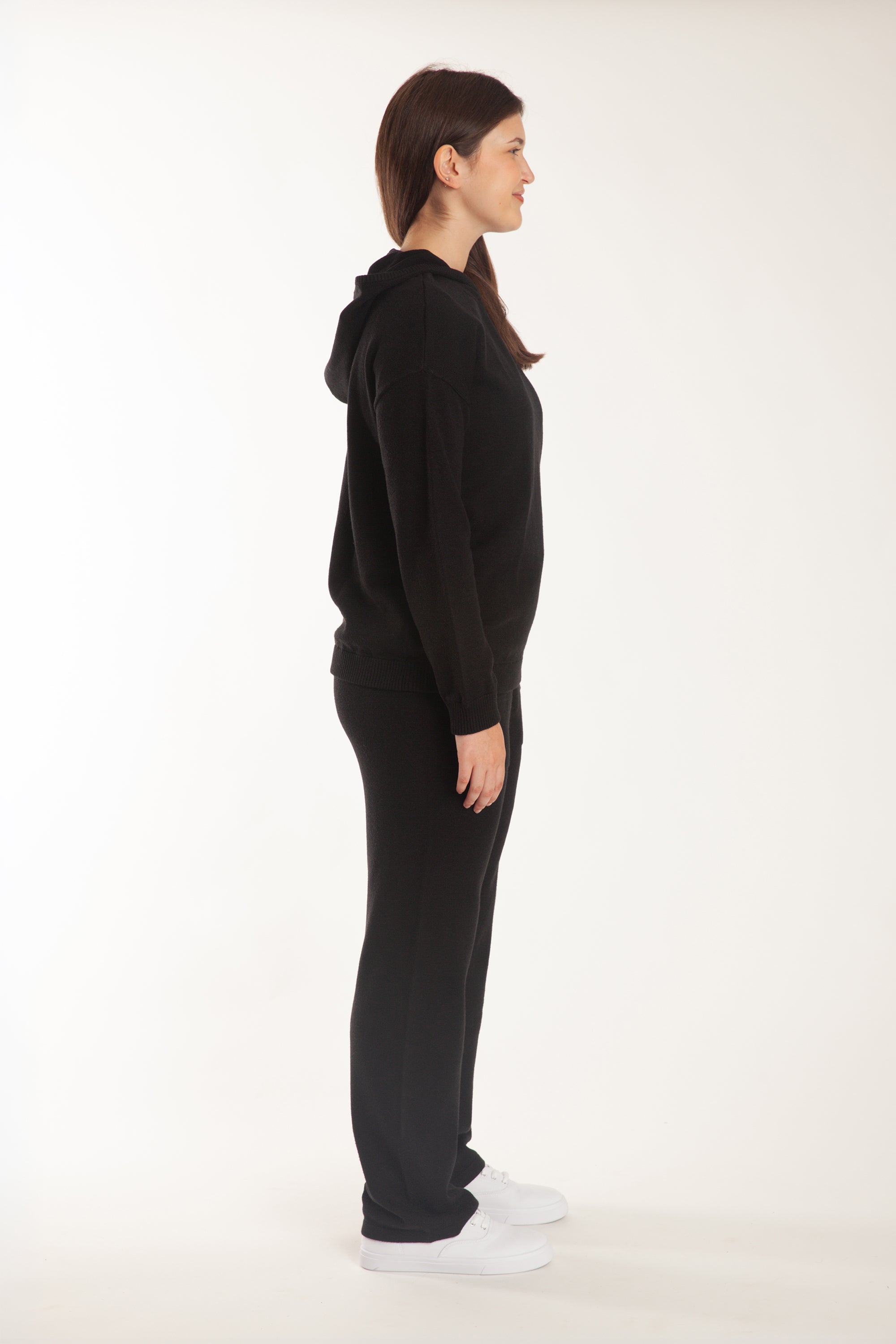 Sweater Knit Hoodie in Black - Lazypants