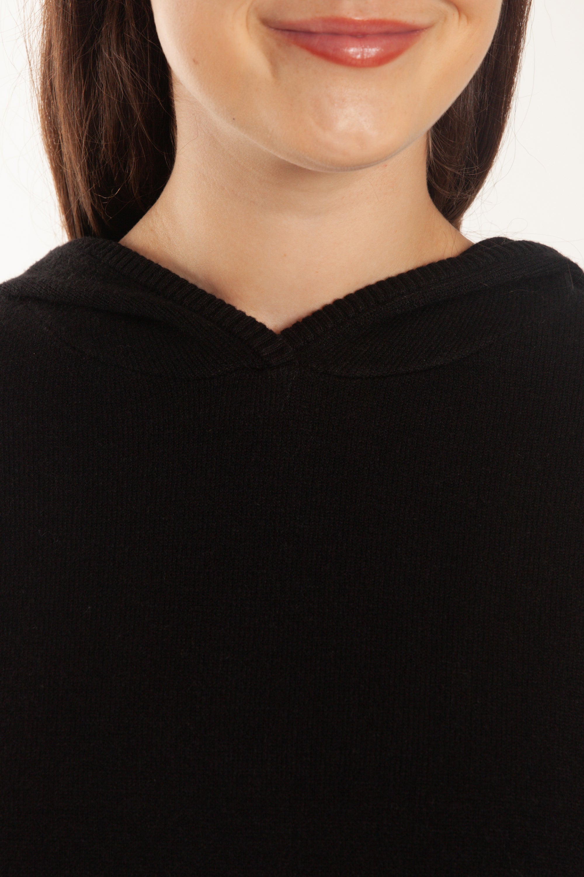 Sweater Knit Hoodie in Black - Lazypants
