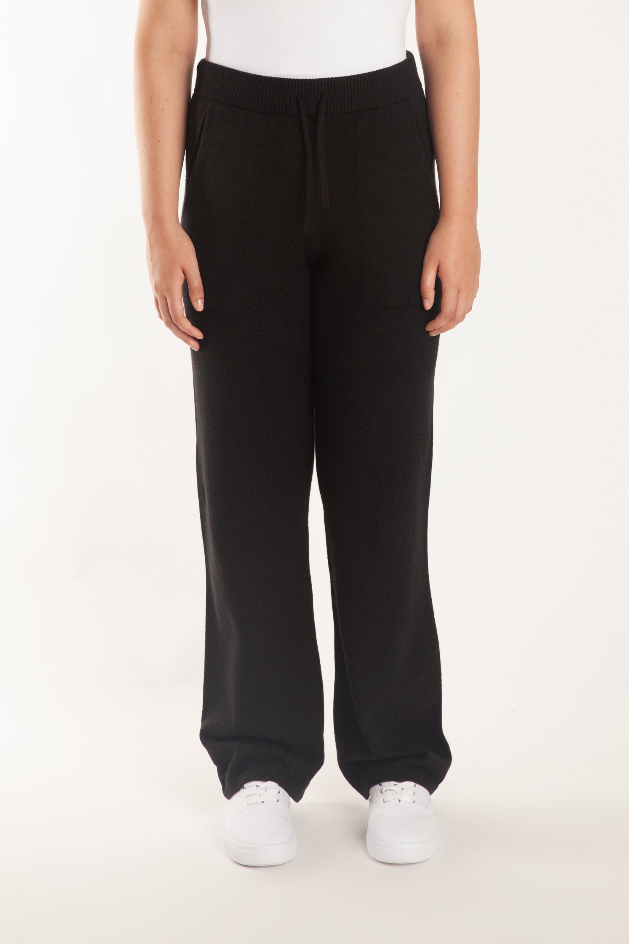 Sweater Knit Straight-Leg Pants in Black - Lazypants