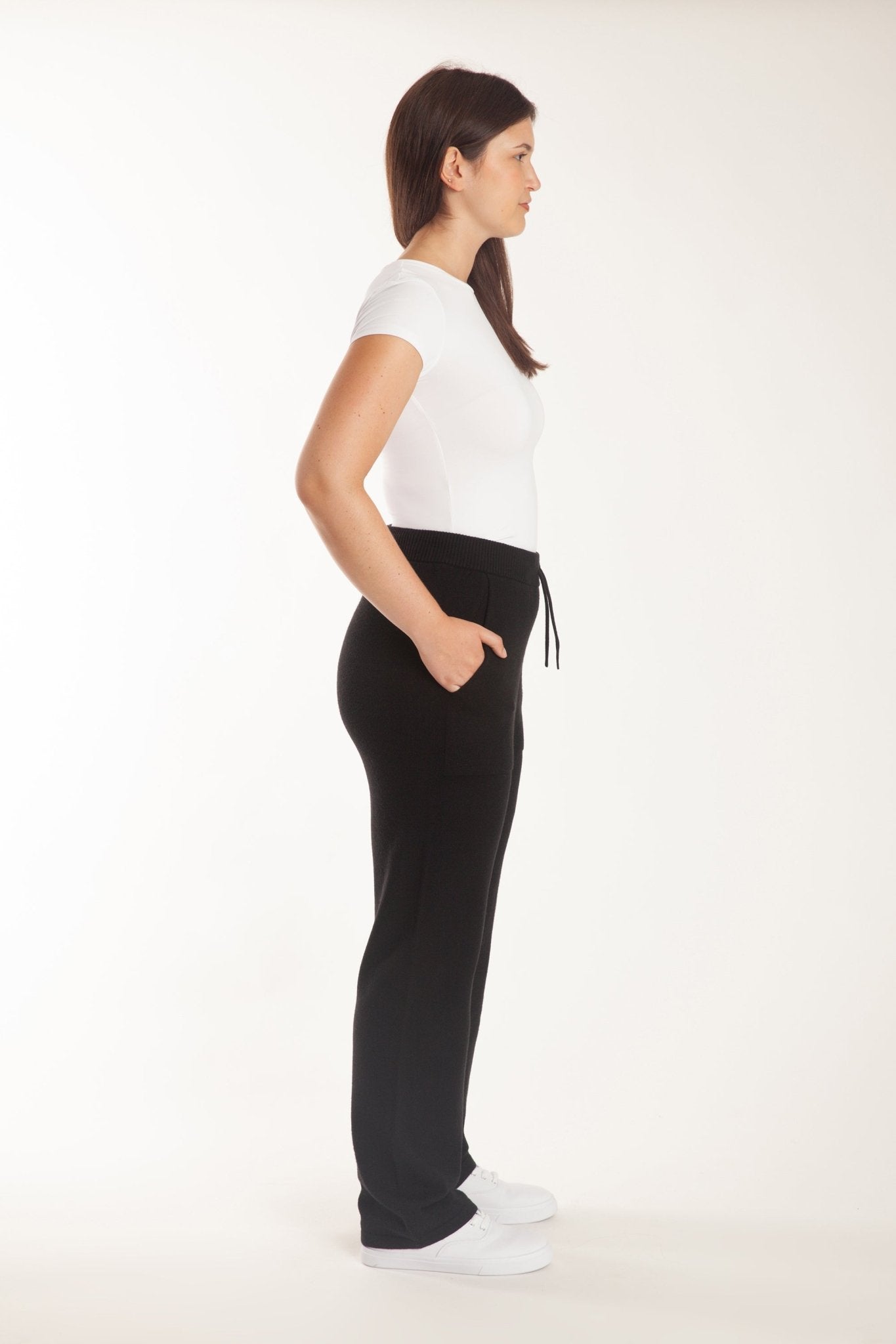 Sweater Knit Straight-Leg Pants in Black - Lazypants