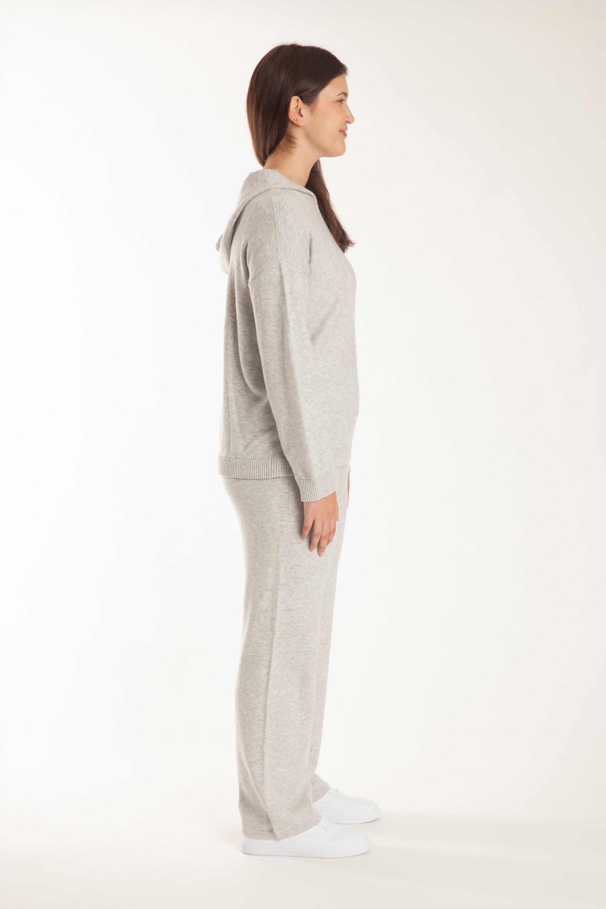 Sweater Knit Hoodie in Light Heather Grey - Lazypants