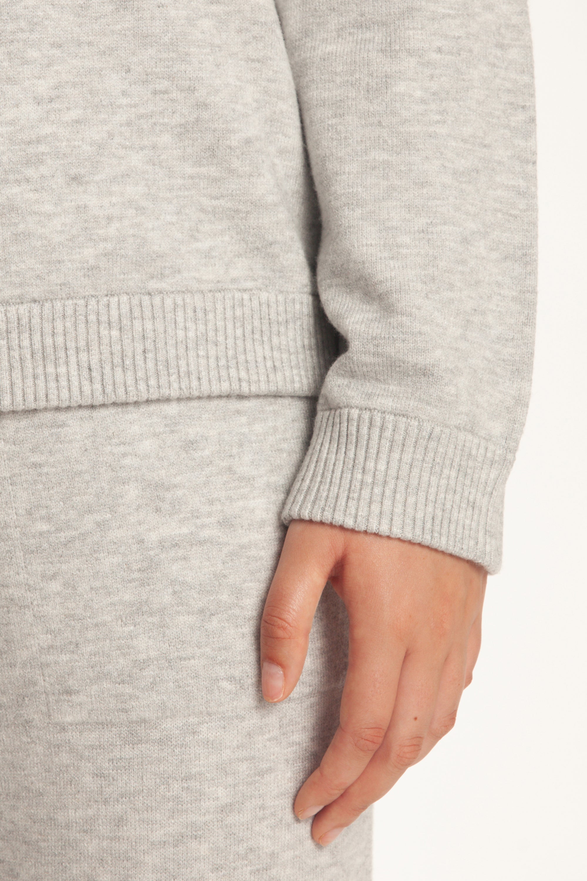 Sweater Knit Hoodie in Light Heather Grey - Lazypants