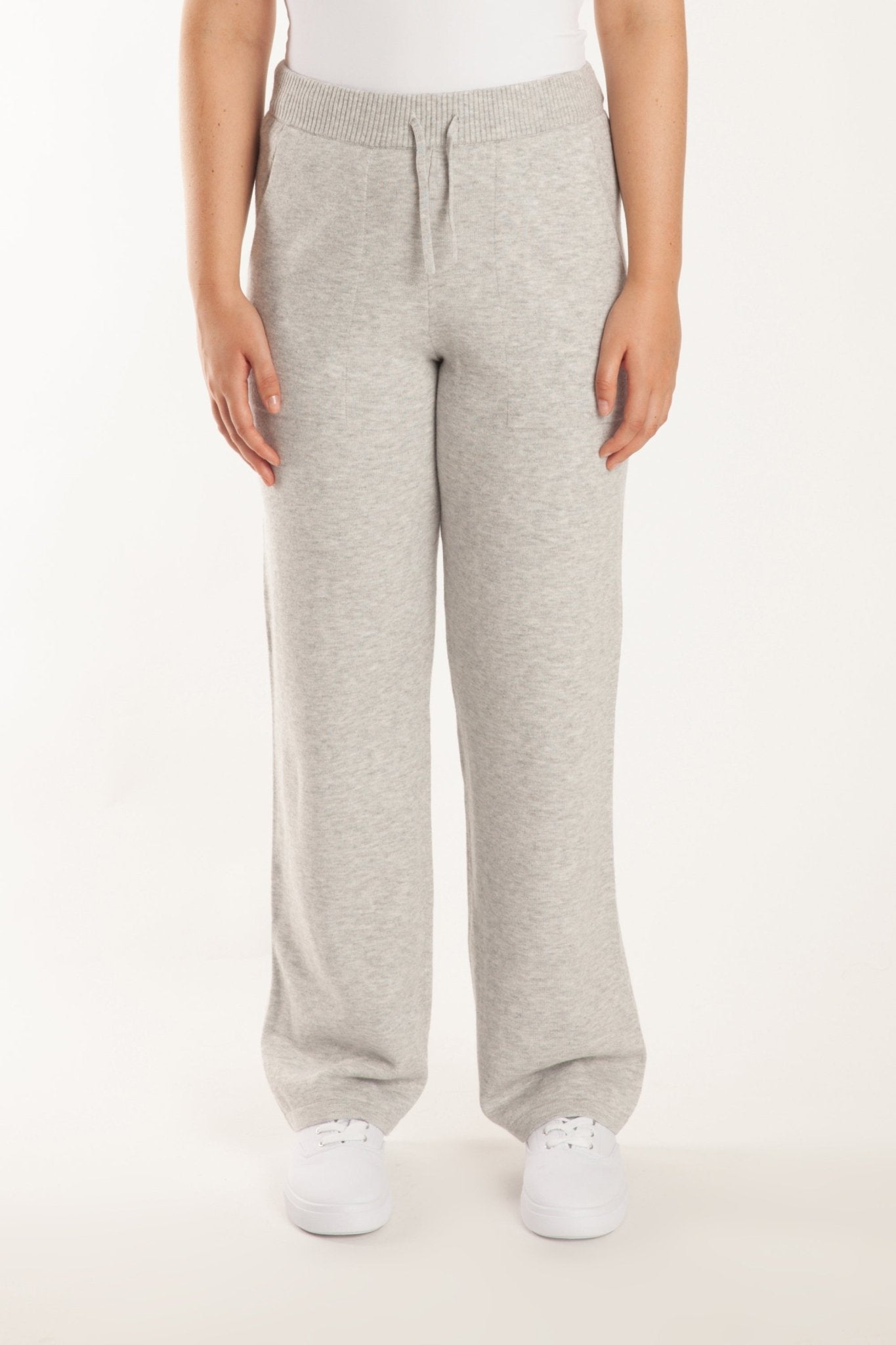 Sweater Knit Straight-Leg Pants in Light Heather Grey - Lazypants