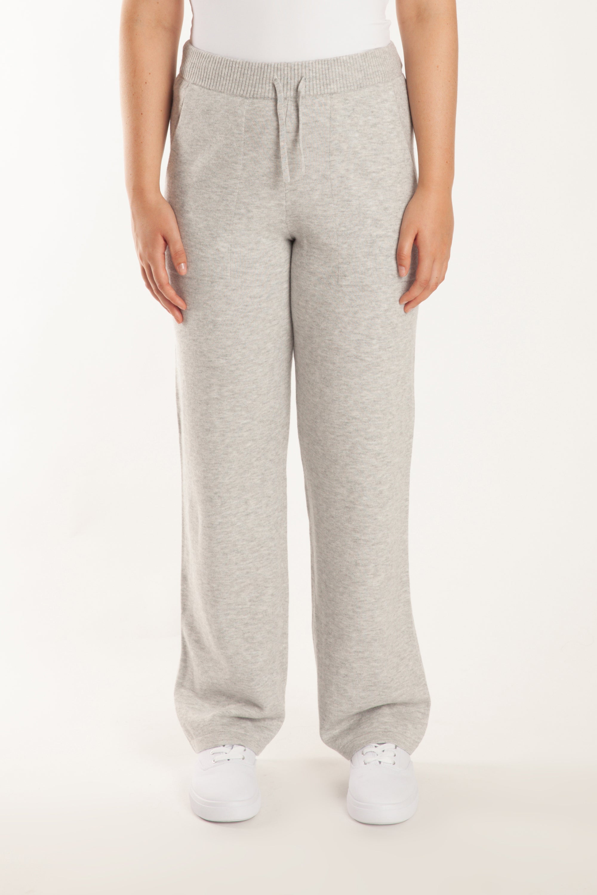 Sweater Knit Straight-Leg Pants in Light Heather Grey - Lazypants