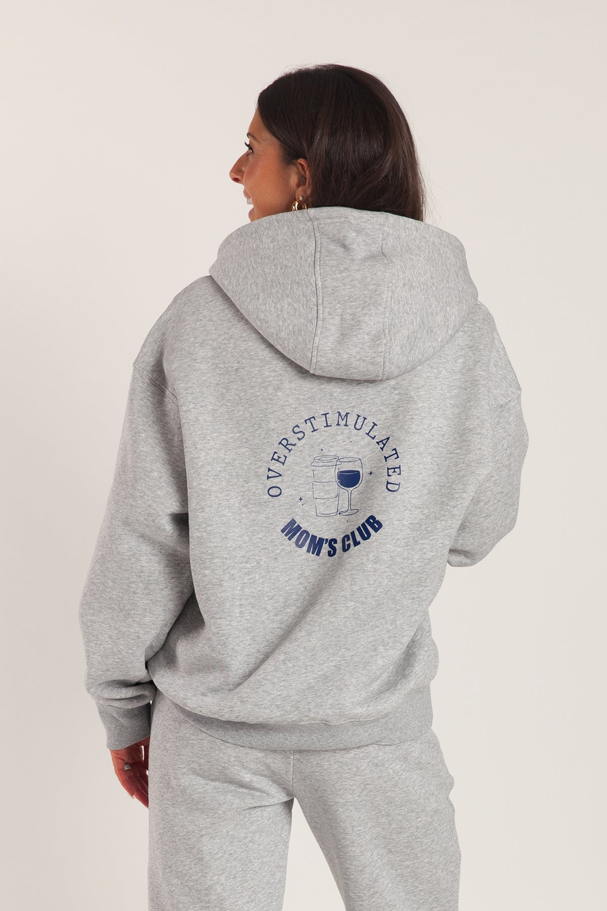 Overstimulated Mom’s Club Hoodie in Classic Grey