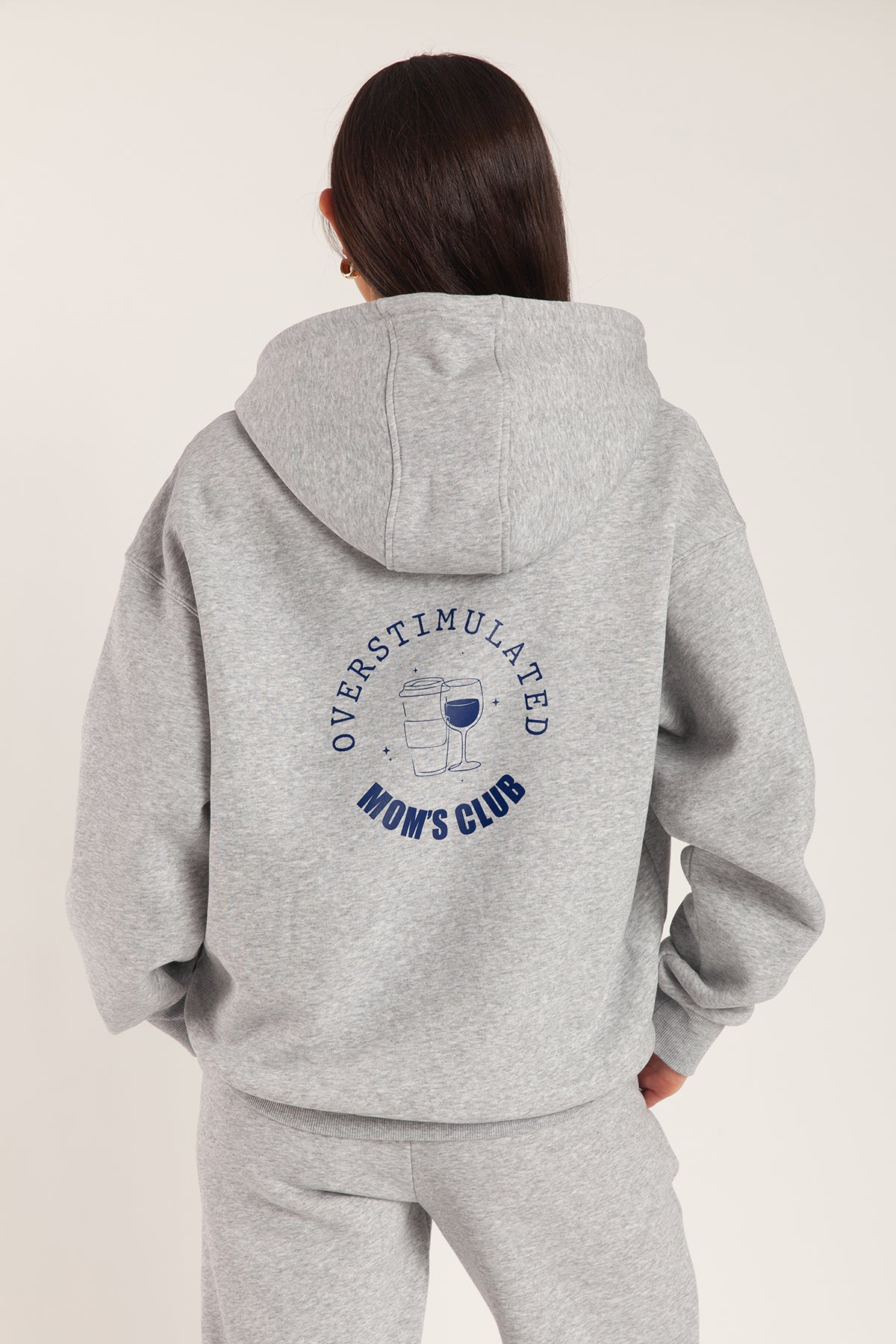 Overstimulated Mom’s Club Hoodie in Classic Grey