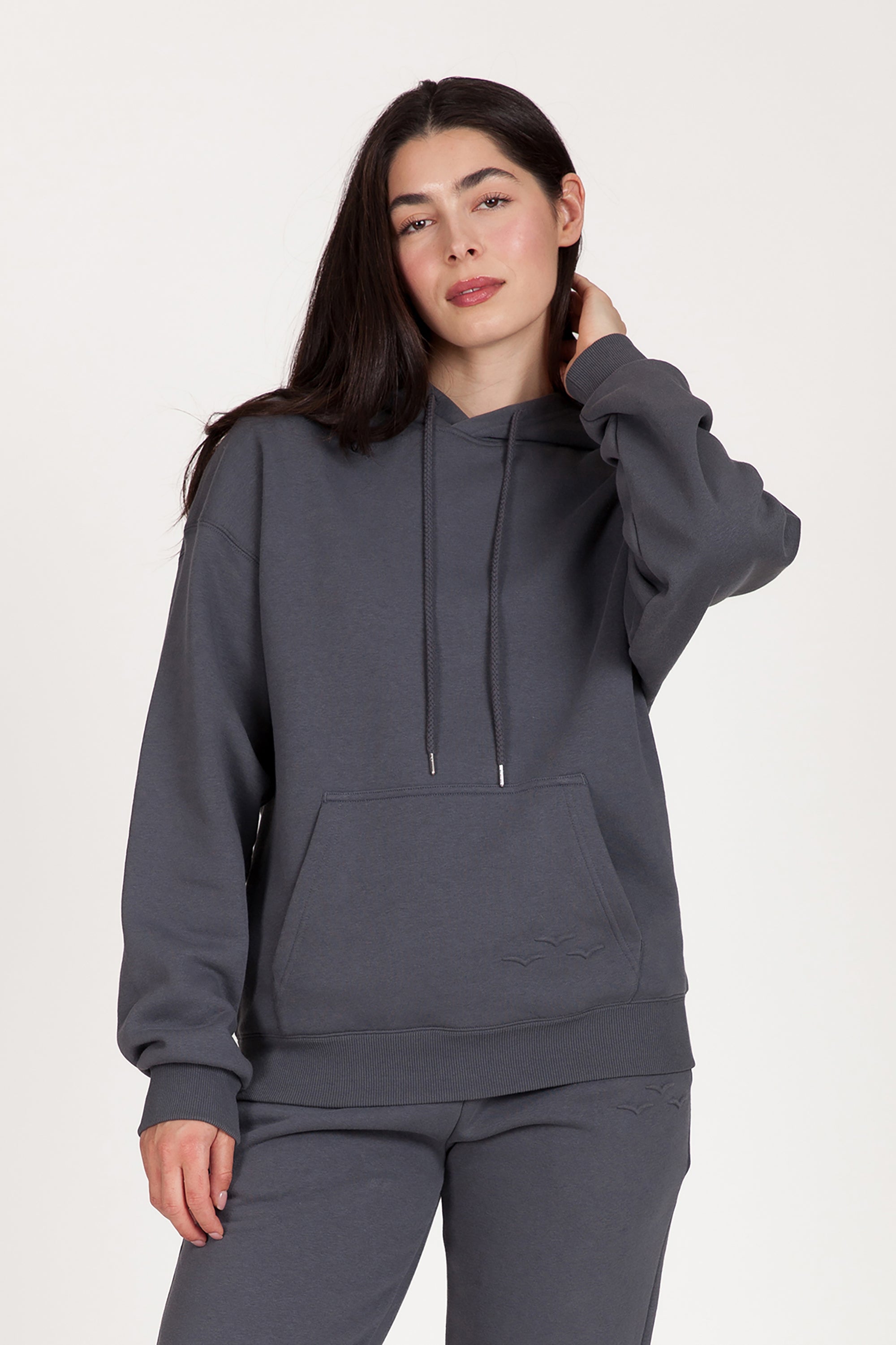 Fleece Oversized Hoodie in Navy Wash