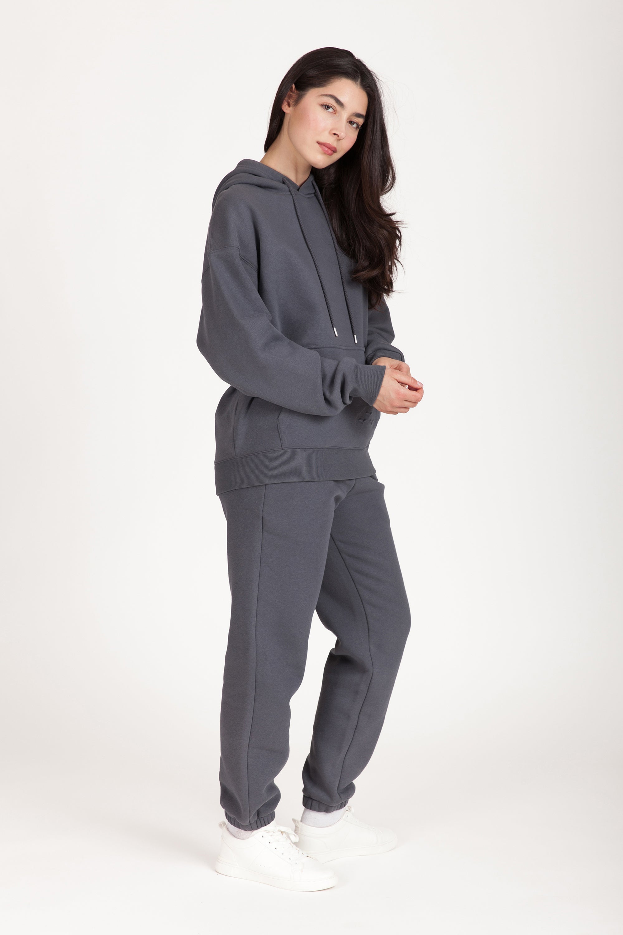 Fleece Oversized Hoodie in Navy Wash