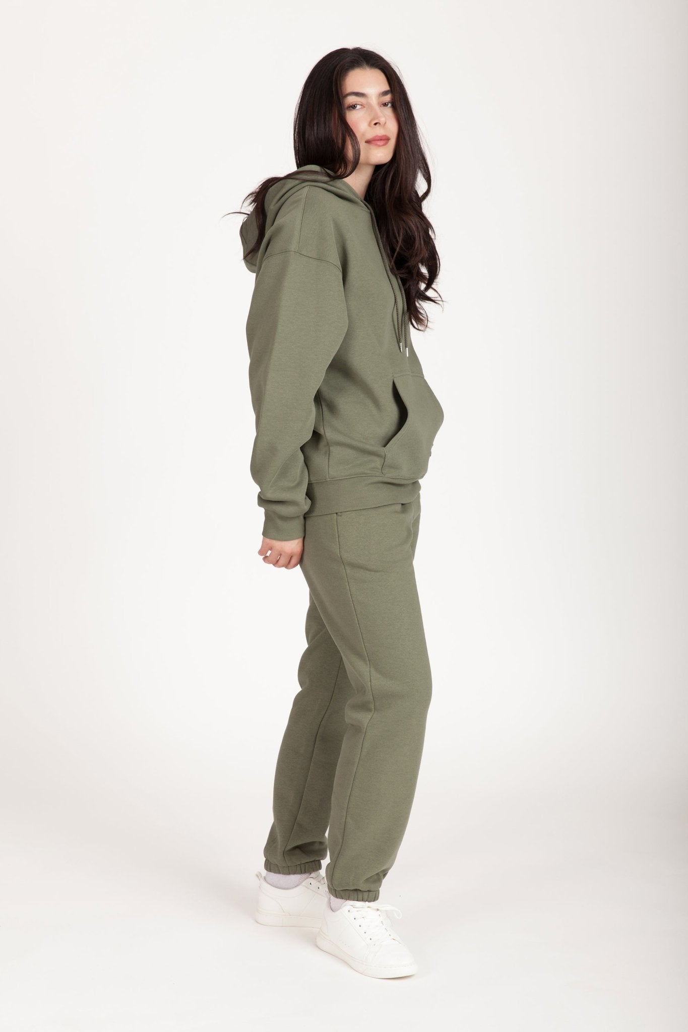 Fleece Oversized Hoodie in olive - Lazypants