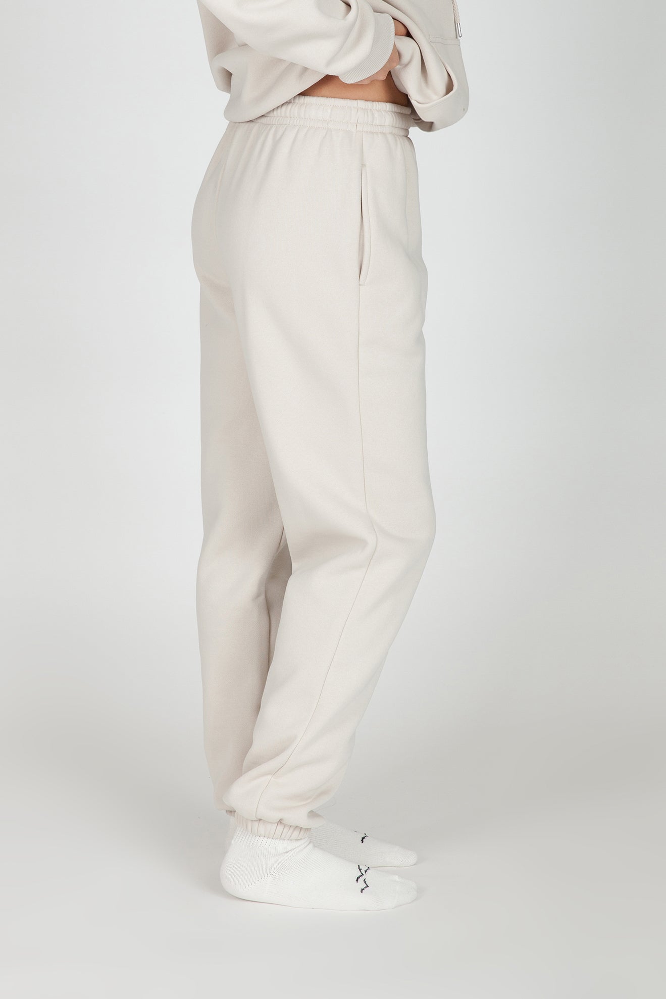 Nova premium fleece relaxed joggers in bone - Lazypants