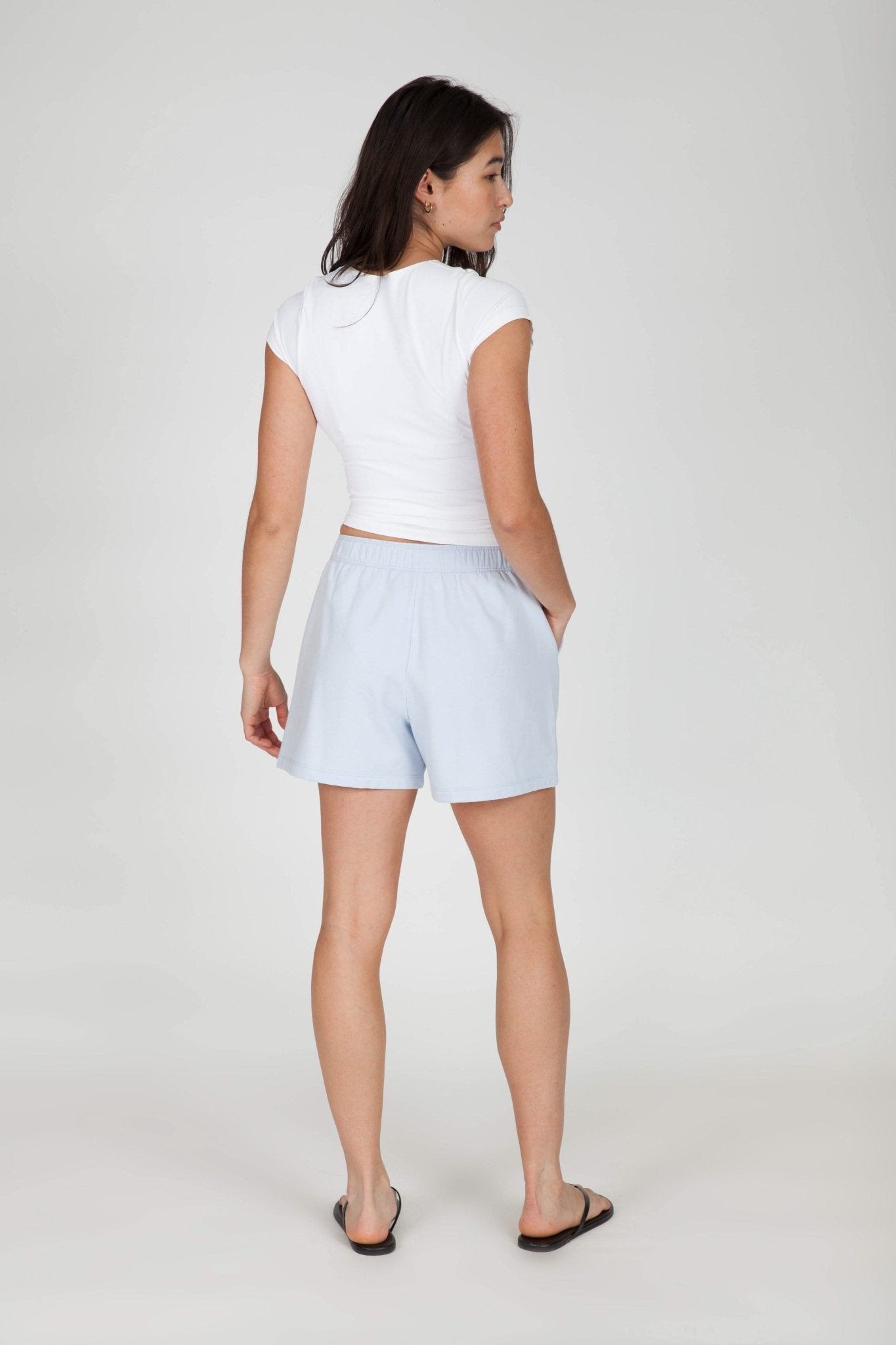 Soft-Touch Fleece 4 inches Shorts in Ice Blue - Lazypants