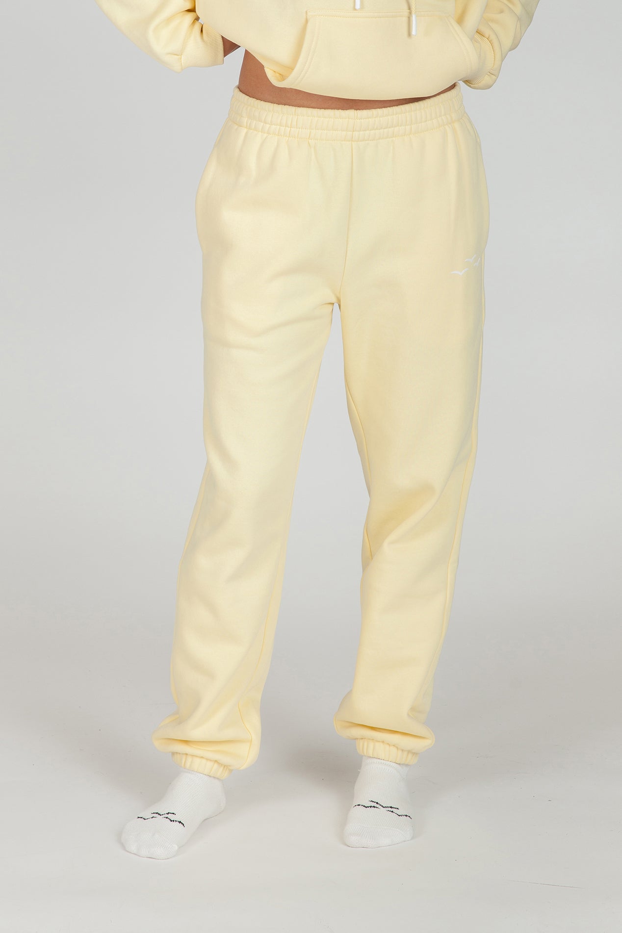 Nova premium fleece relaxed joggers in vanila yellow - Lazypants