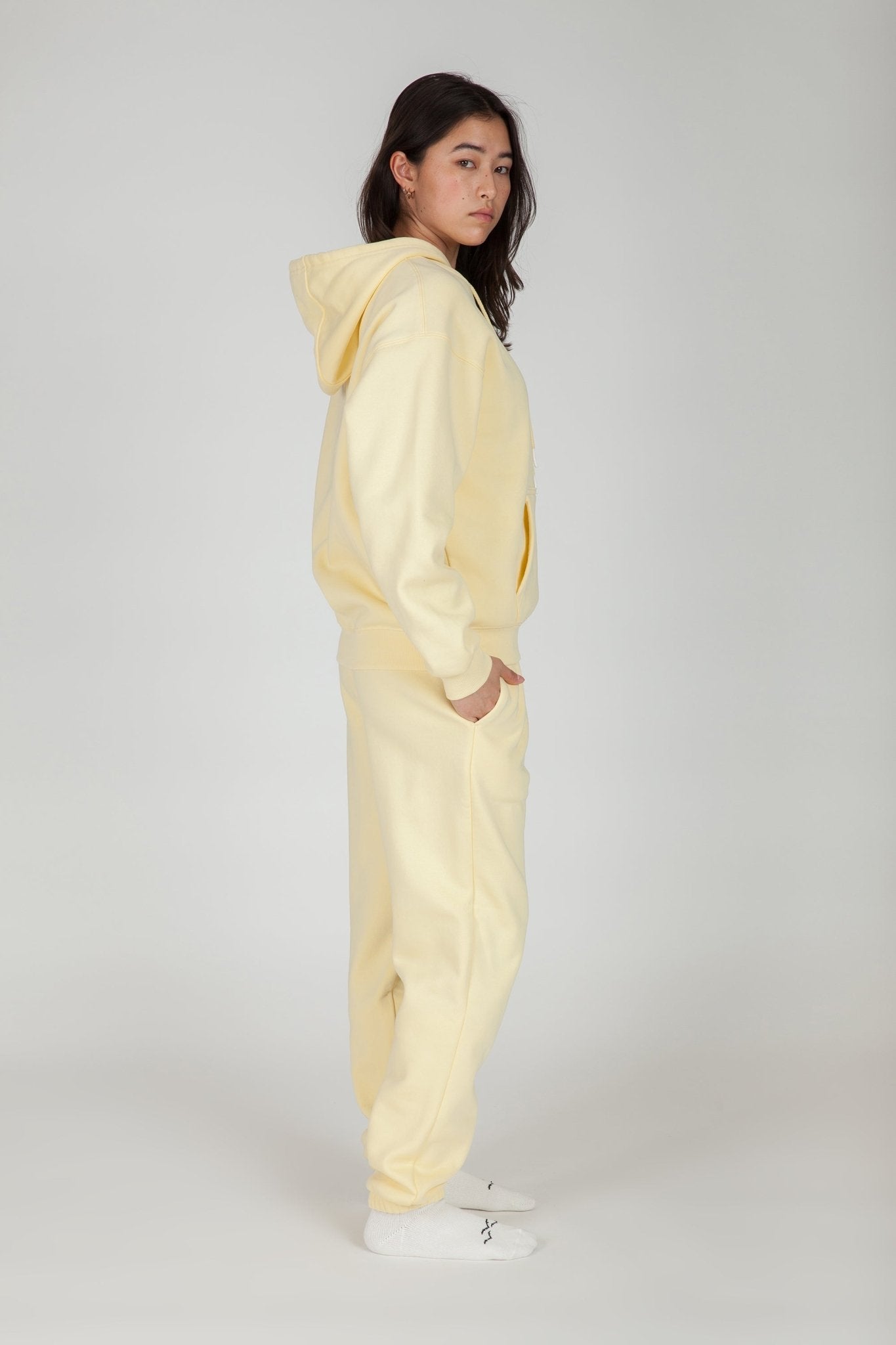 Fleece Oversized Hoodie in Vanilla Yellow - Lazypants