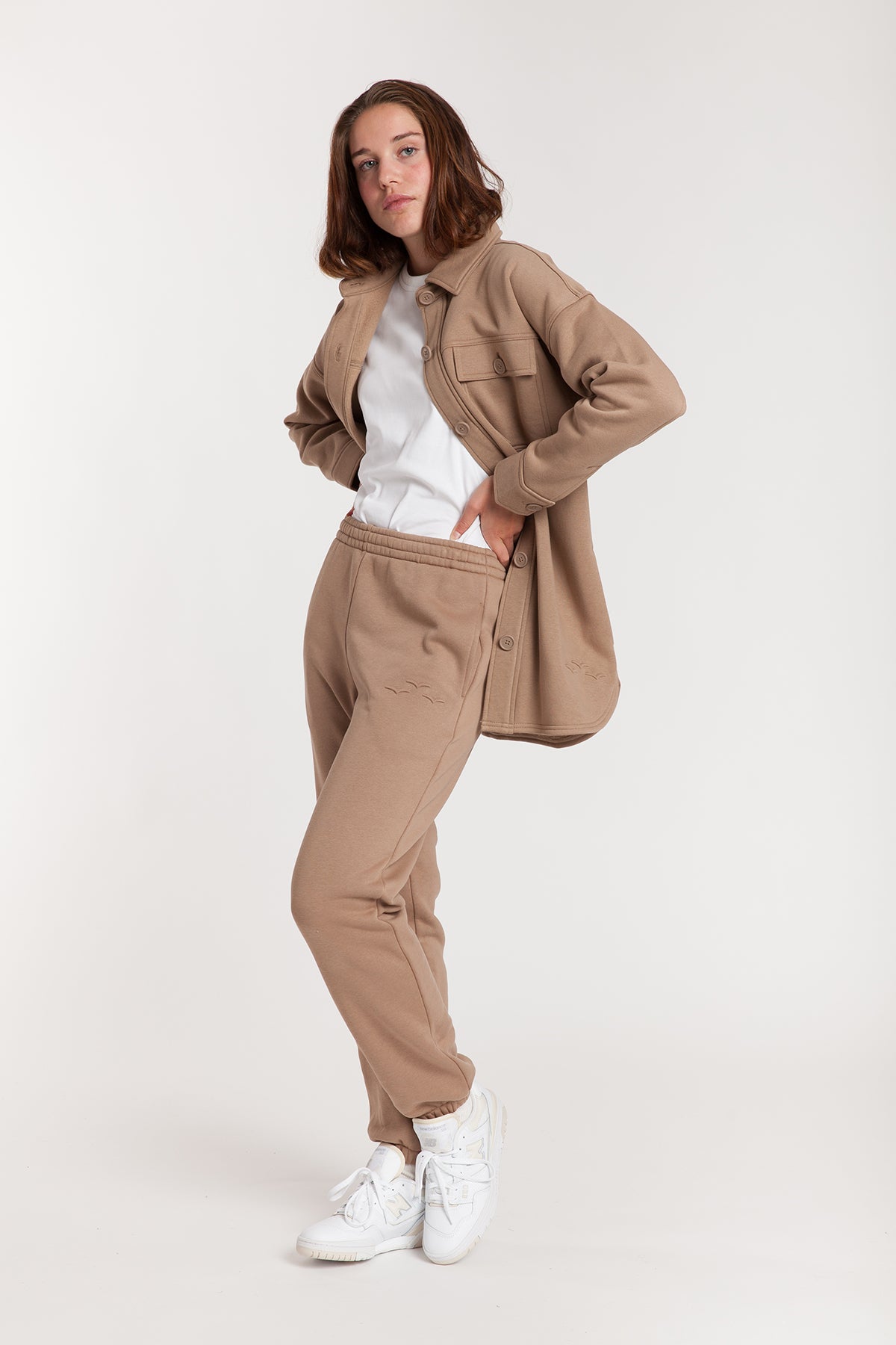 Amber Fleece Shacket in Camel