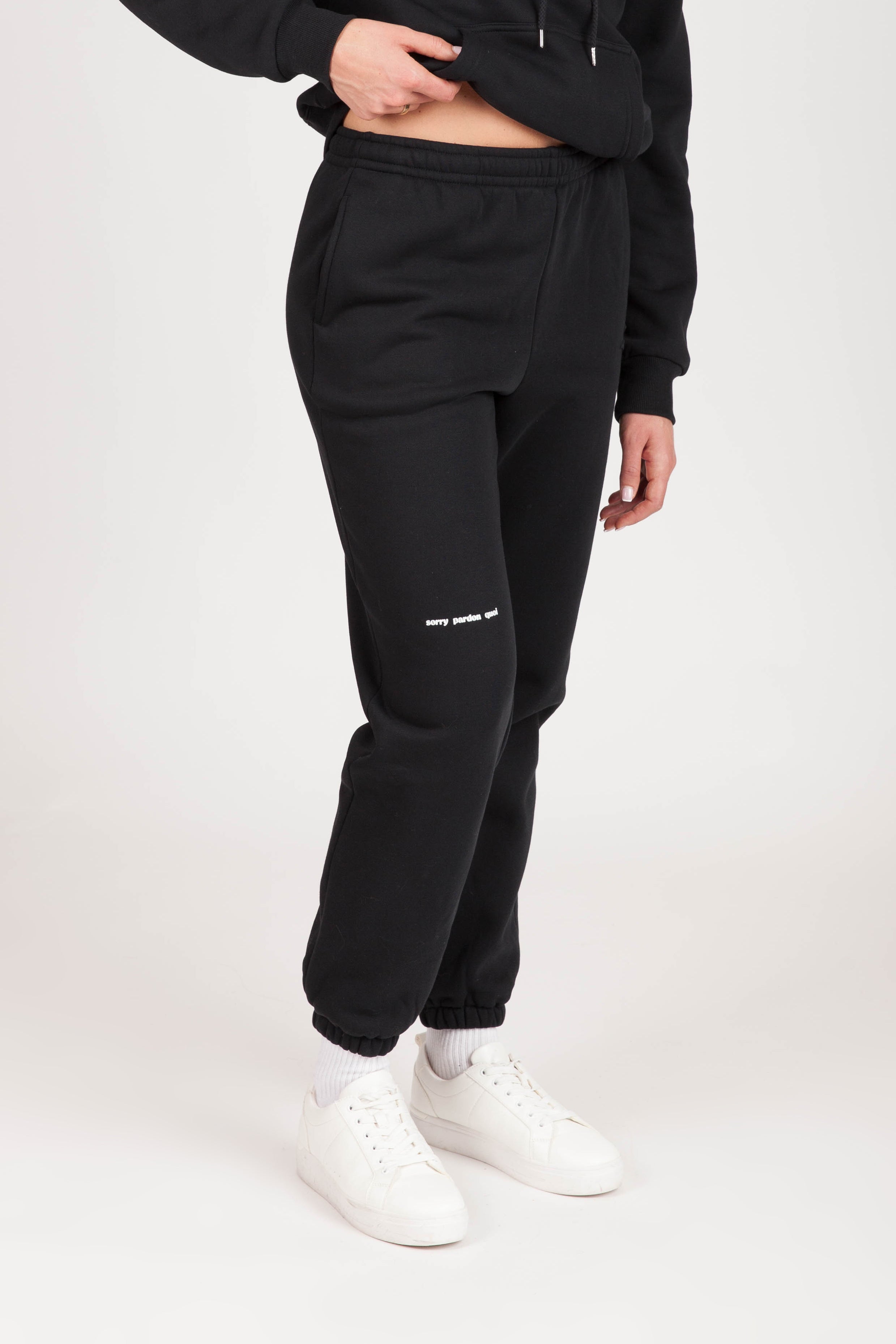 "SORRY PARDON QUOI" Women's Joggers in Black - Lazypants